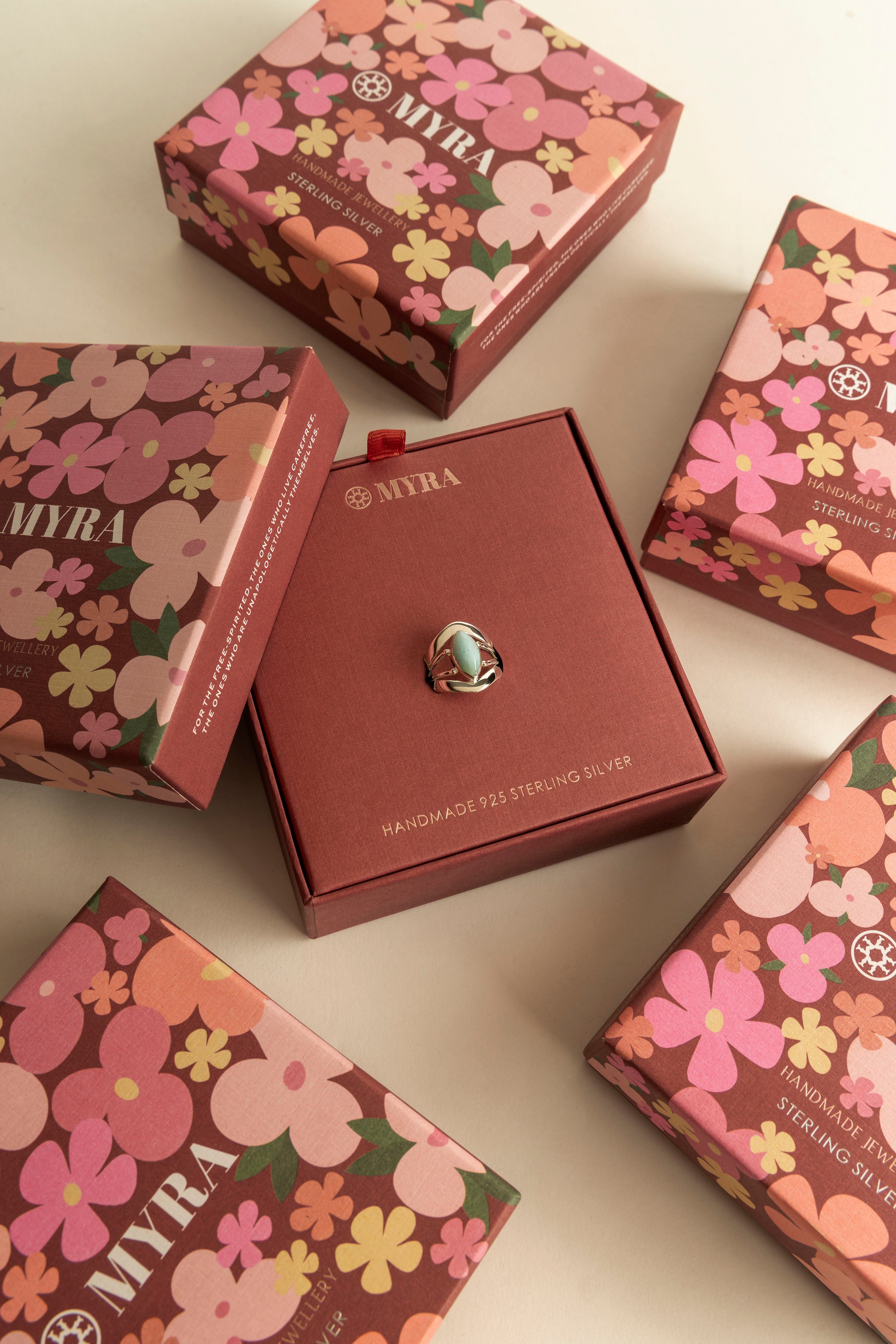 Myra Marquise Halo Sterling Silver Ring in Mirage Grey - Myra USA