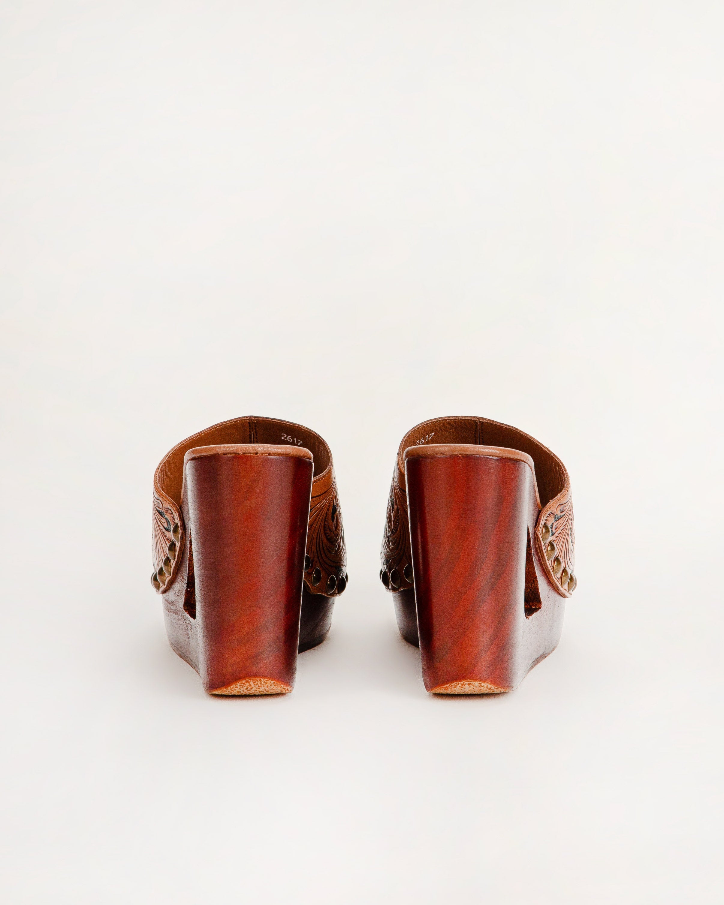 Loyal West Desert Wanderer Sandals - Dark Brown Handtooled Leather - Myra USA