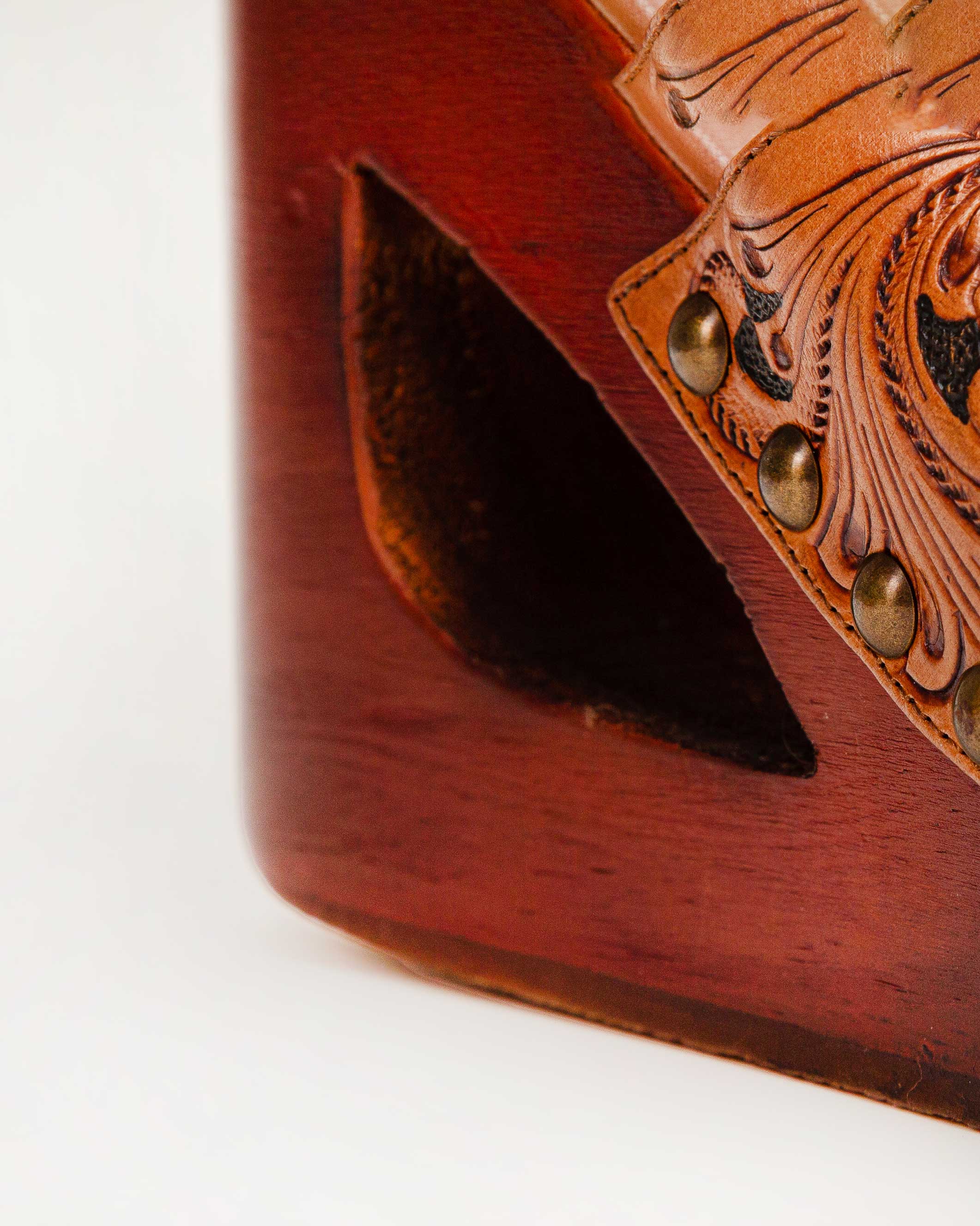 Loyal West Desert Wanderer Sandals - Dark Brown Handtooled Leather - Myra USA
