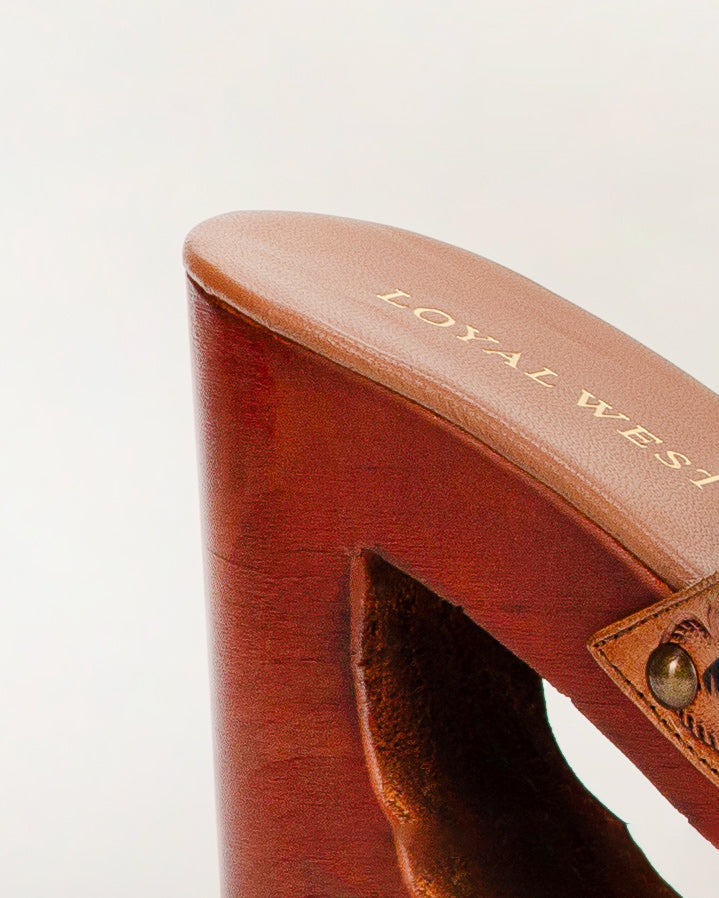 Loyal West Desert Wanderer Sandals - Dark Brown Handtooled Leather - Myra USA
