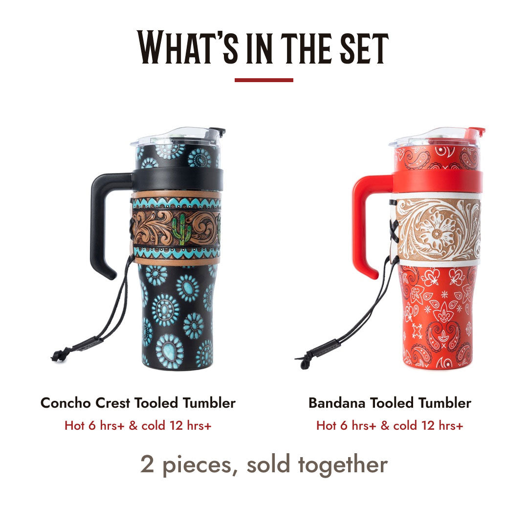 Concho & Bandana Tooled Tumbler Duo - What is in the set