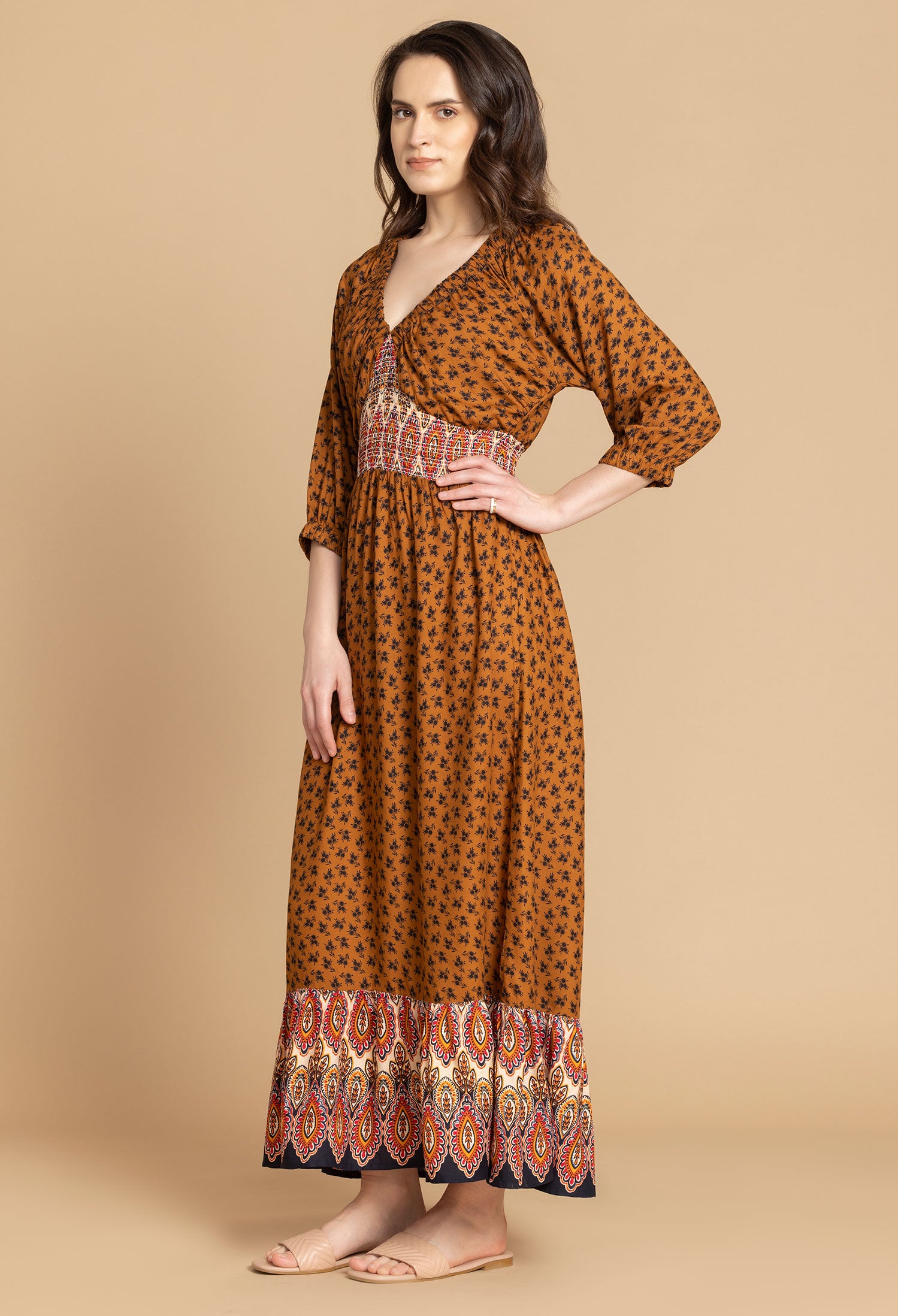Bohera Millie V-Neck Accent Dress - Myra USA