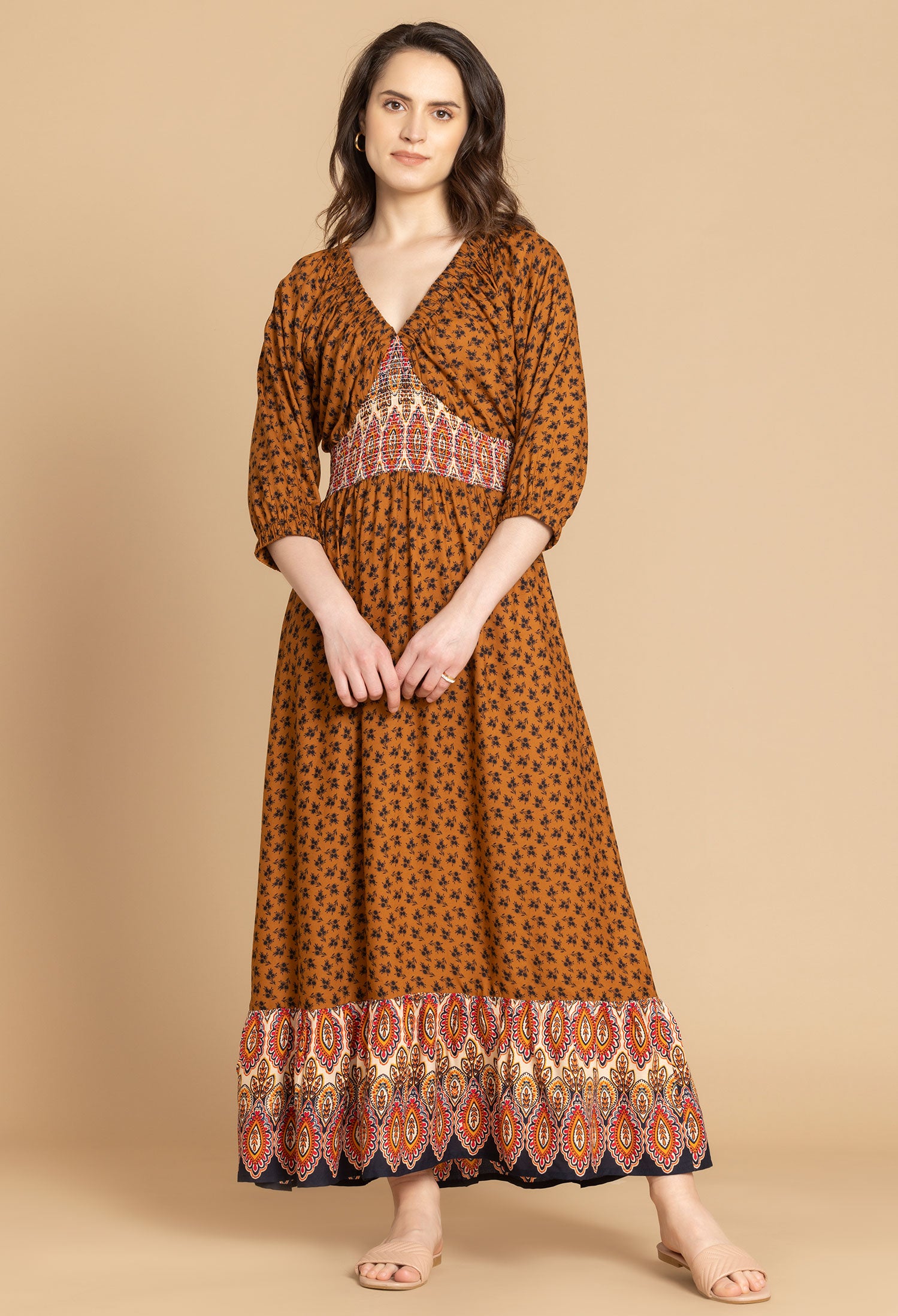 Bohera Millie V-Neck Accent Dress - Myra USA