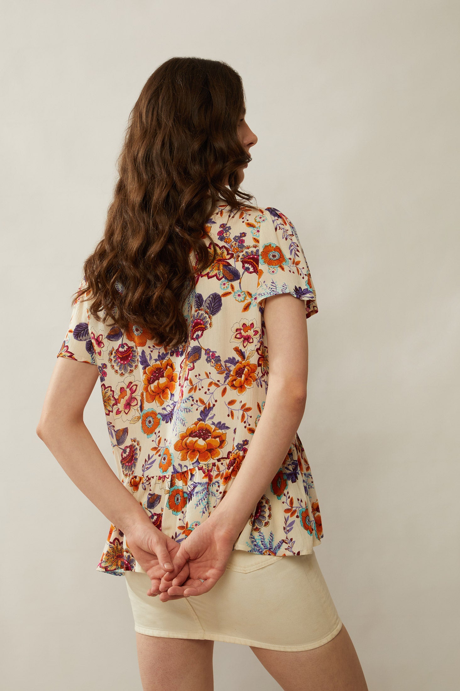 Bohera Floral Spree V-Neck Ruffled Top - Myra USA