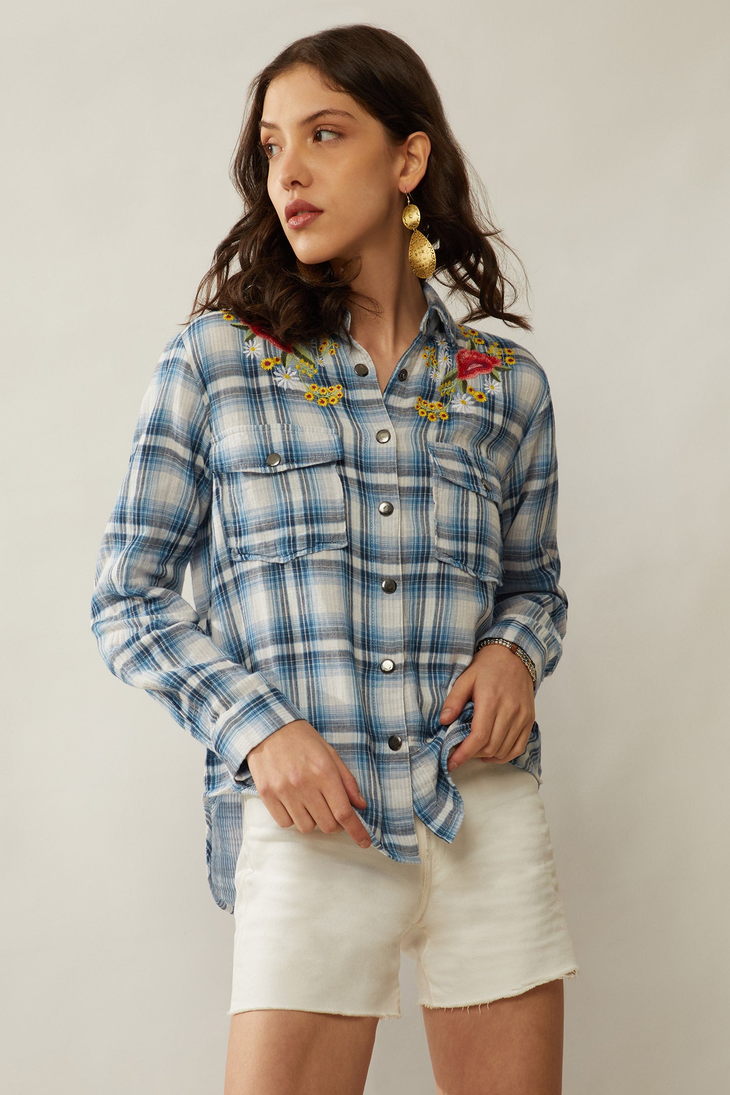 Bohera Trail Blossoms Embroidered Shirt - Myra USA