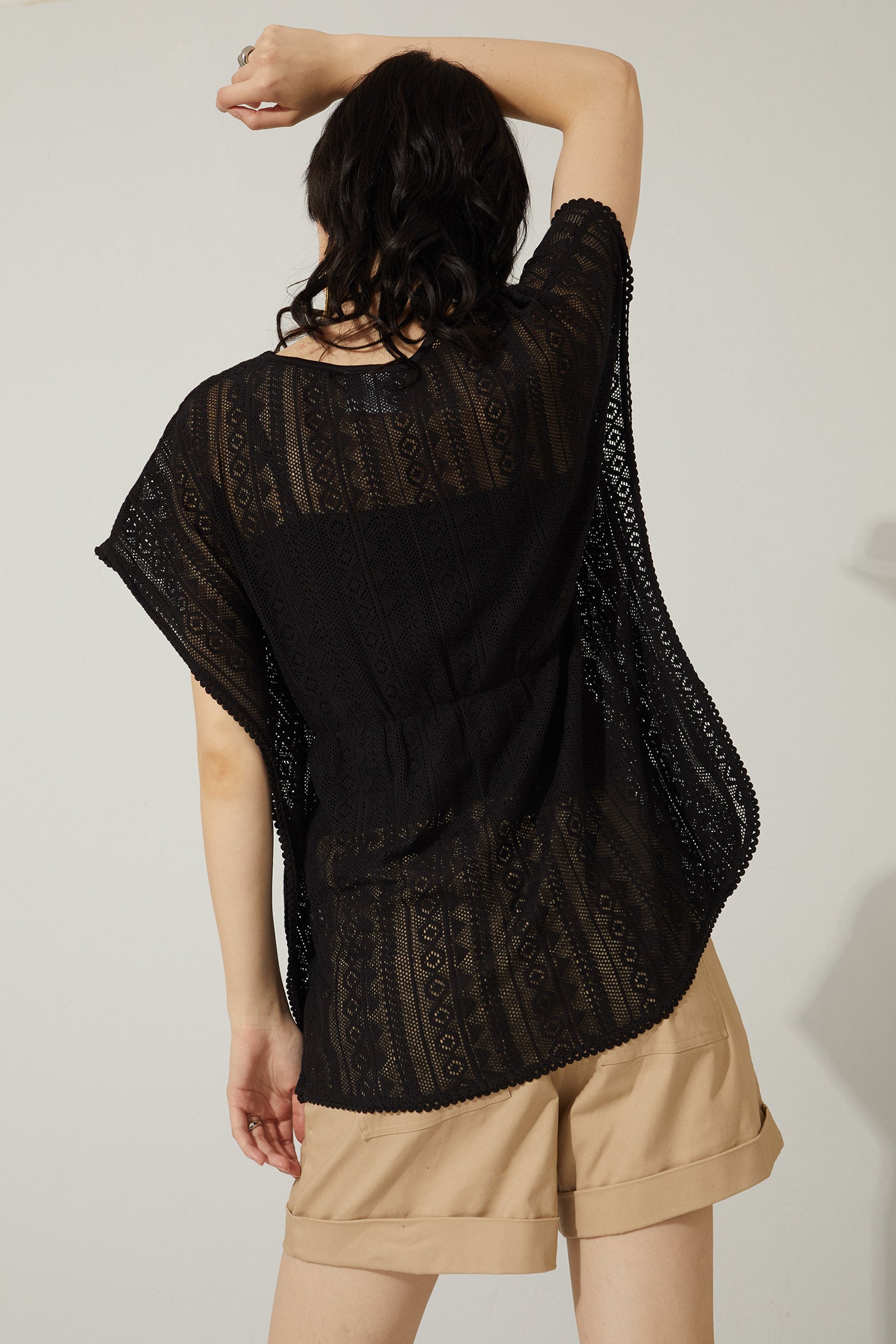 Bohera Tessa Black Lace Tunic Kaftan Top - Myra USA