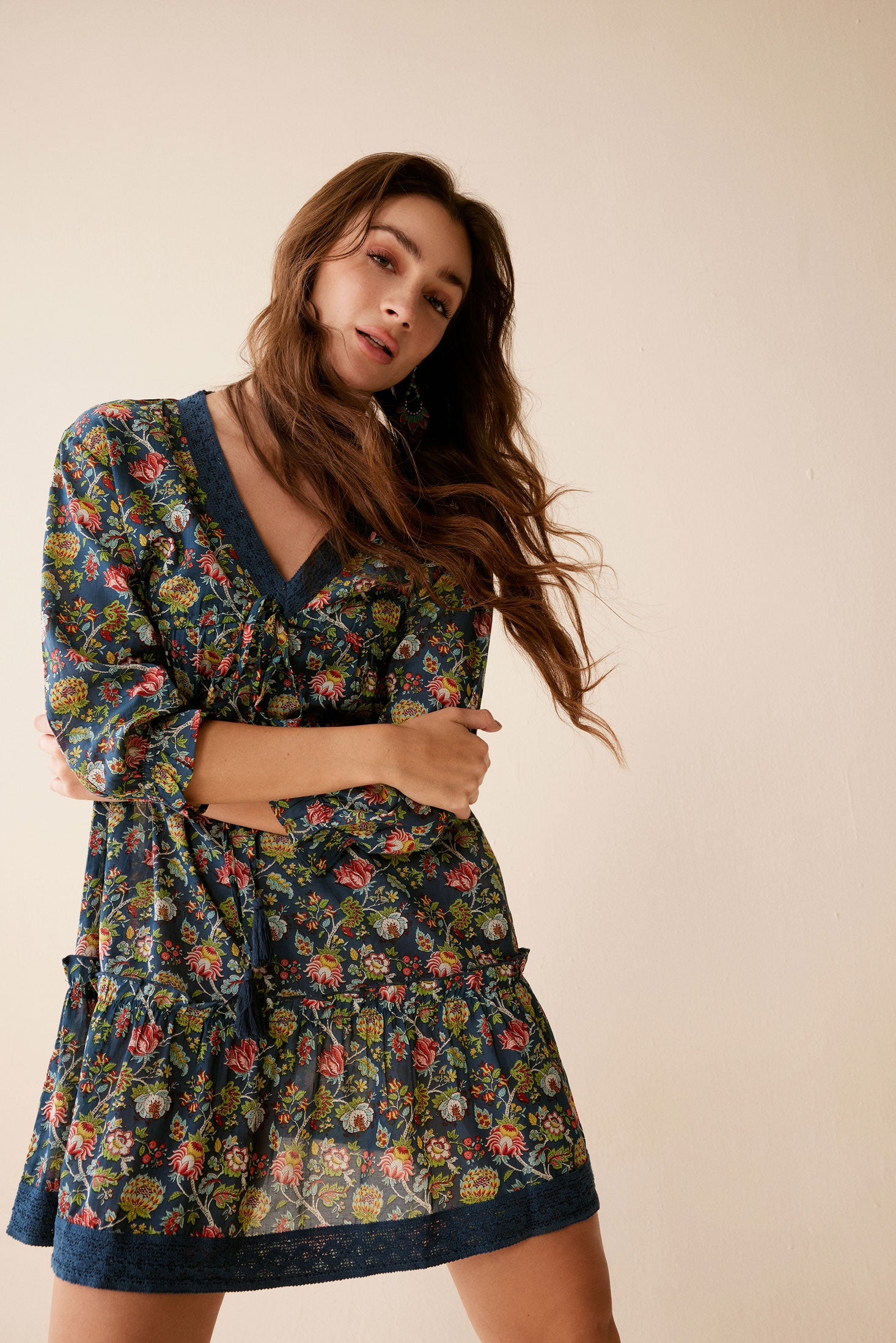 Bohera Gloria V-Neck Drop Waist Dress - Myra USA