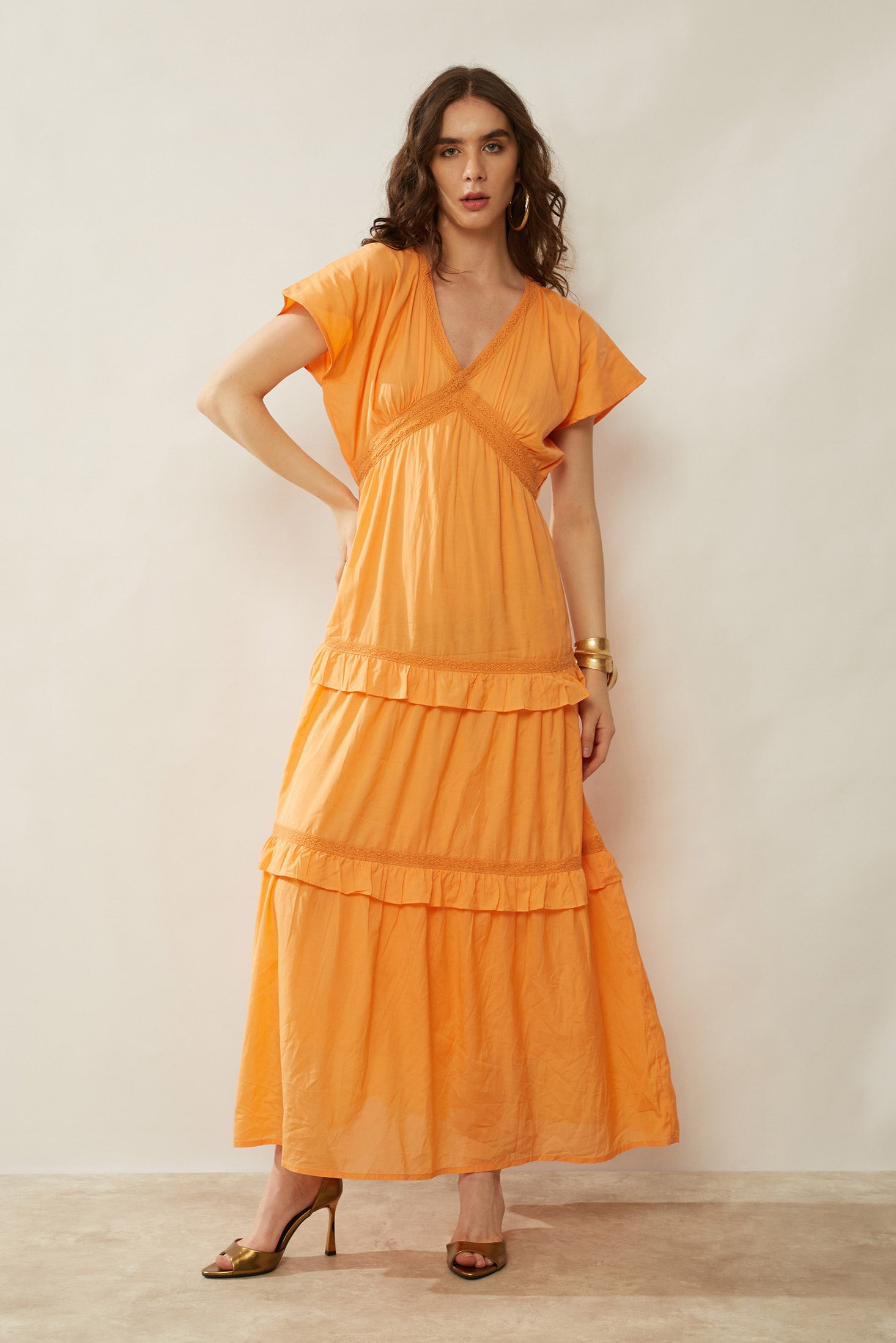 Bohera Miralee Golden Tiered Maxi Dress - Myra USA