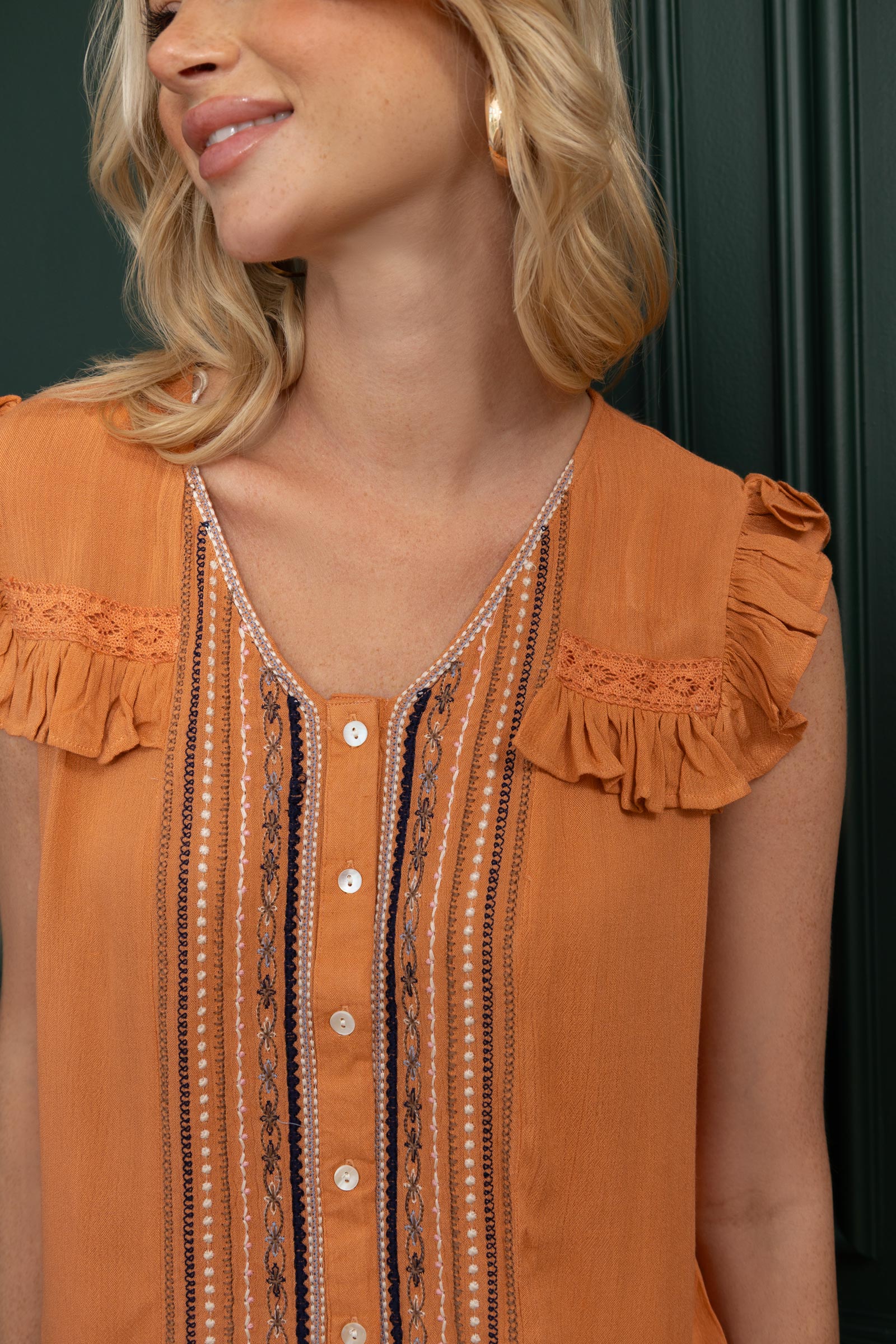 Bohera Audrey Anne Embroidered Frilled Top - Myra USA