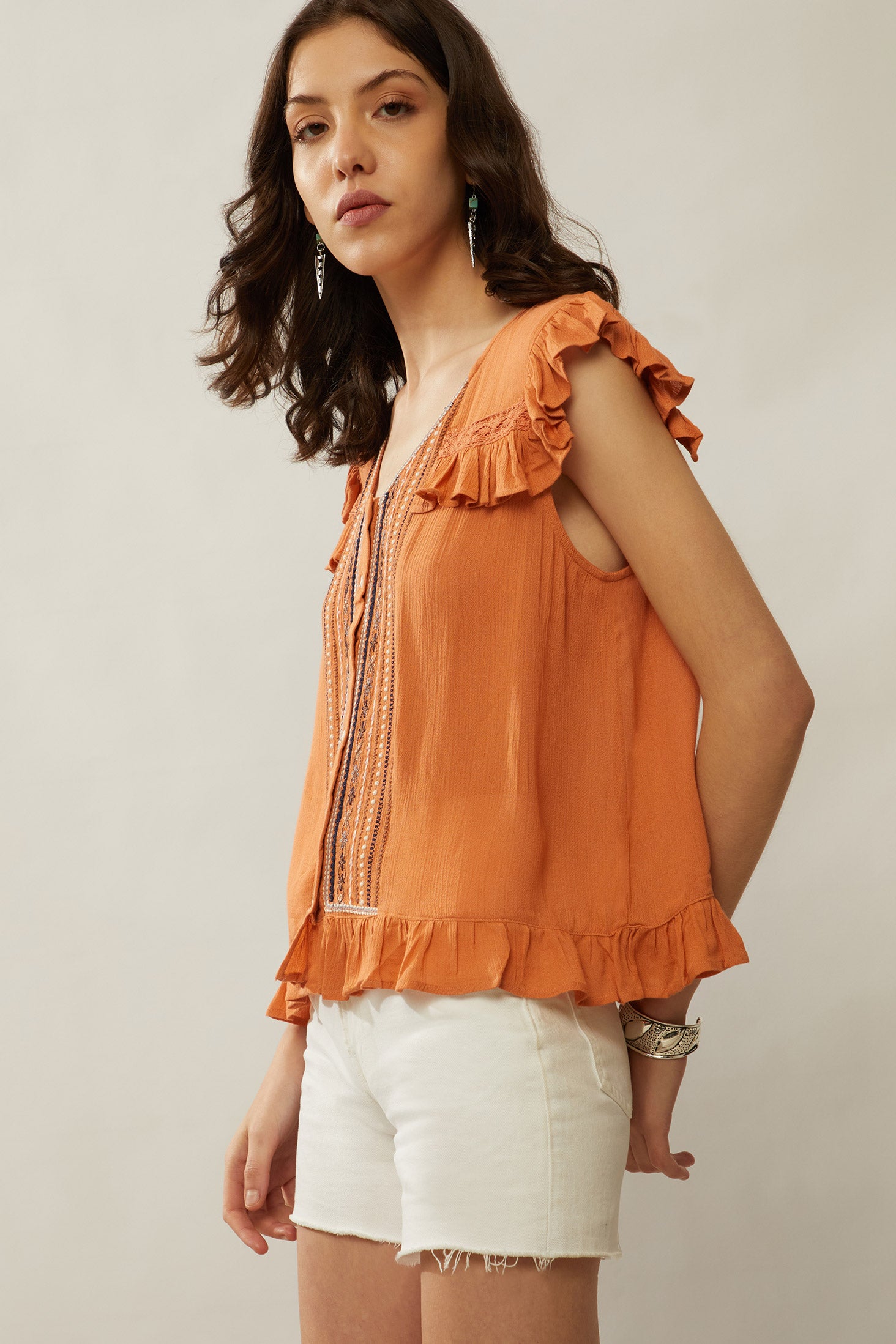 Bohera Audrey Anne Embroidered Frilled Top - Myra USA