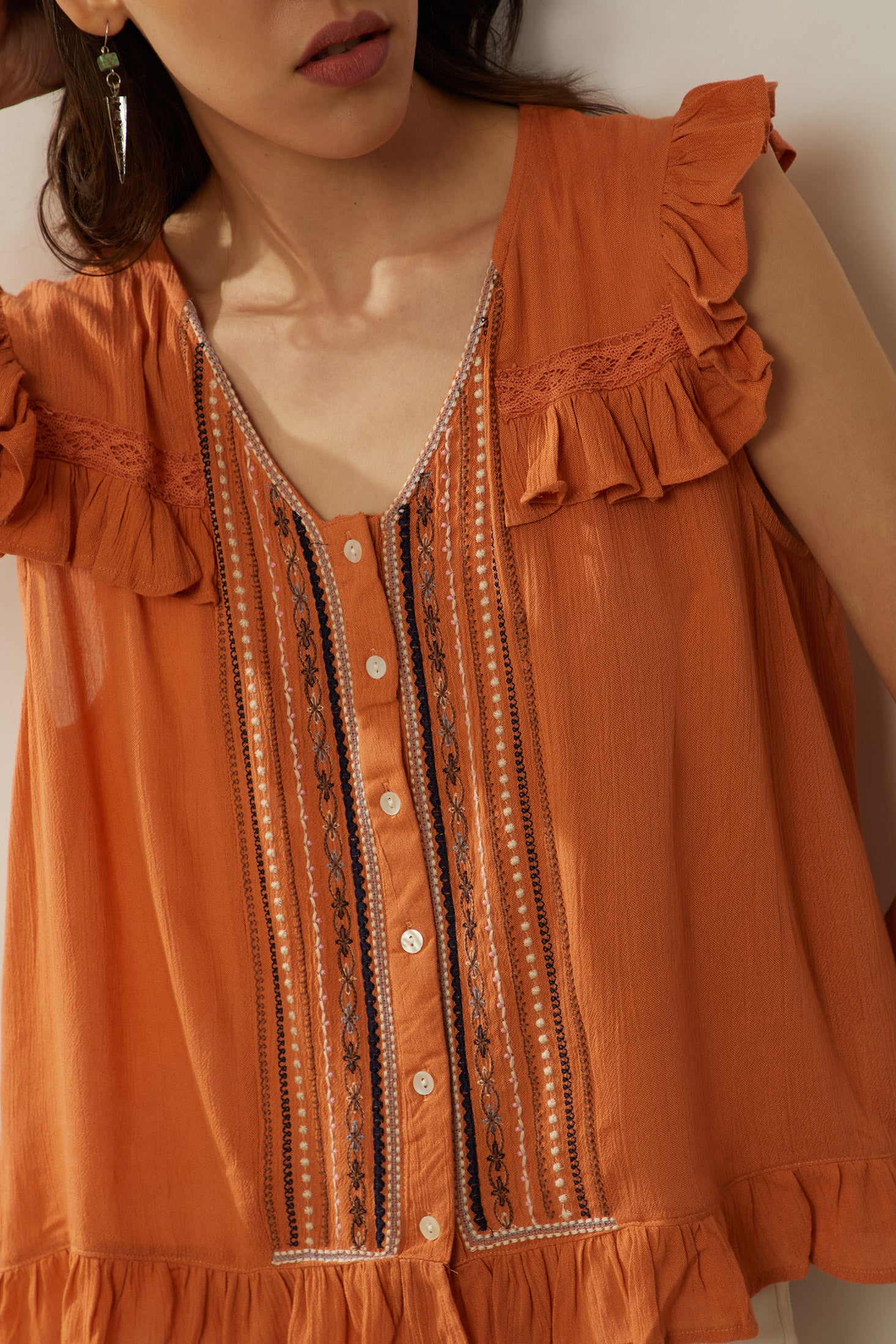 Bohera Audrey Anne Embroidered Frilled Top - Myra USA