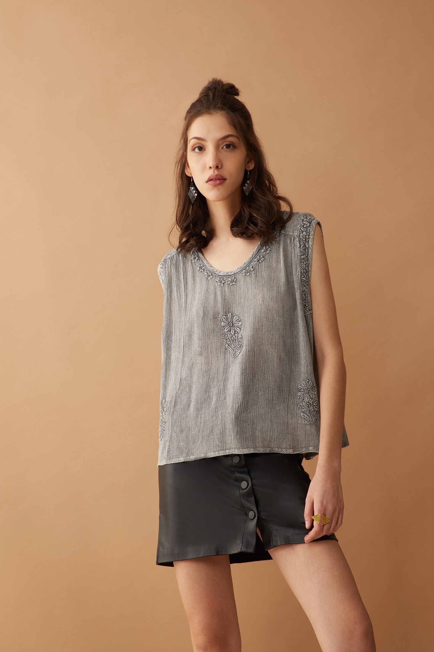 Bohera Arya Embroidered Washed Top - Myra USA