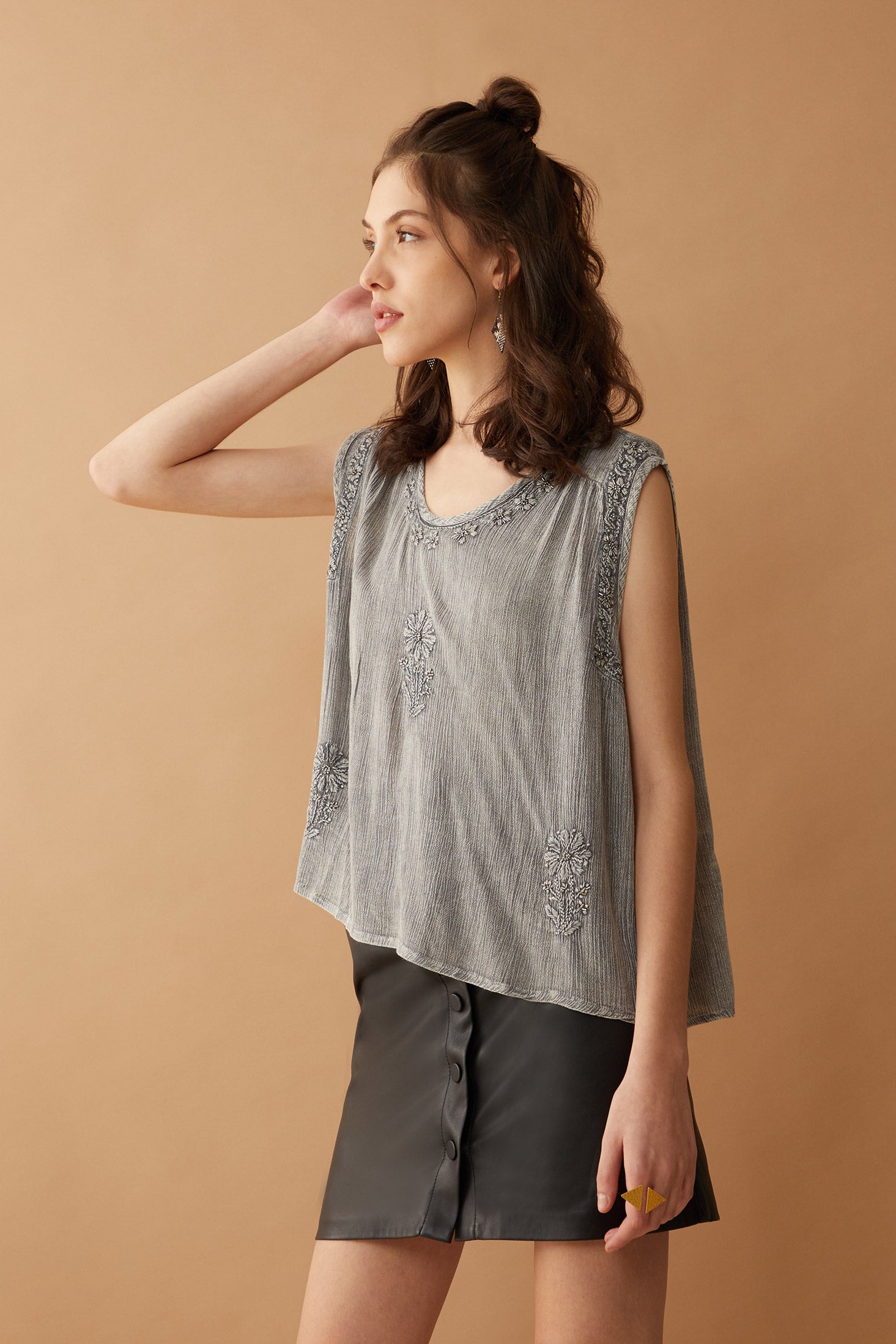 Bohera Arya Embroidered Washed Top - Myra USA