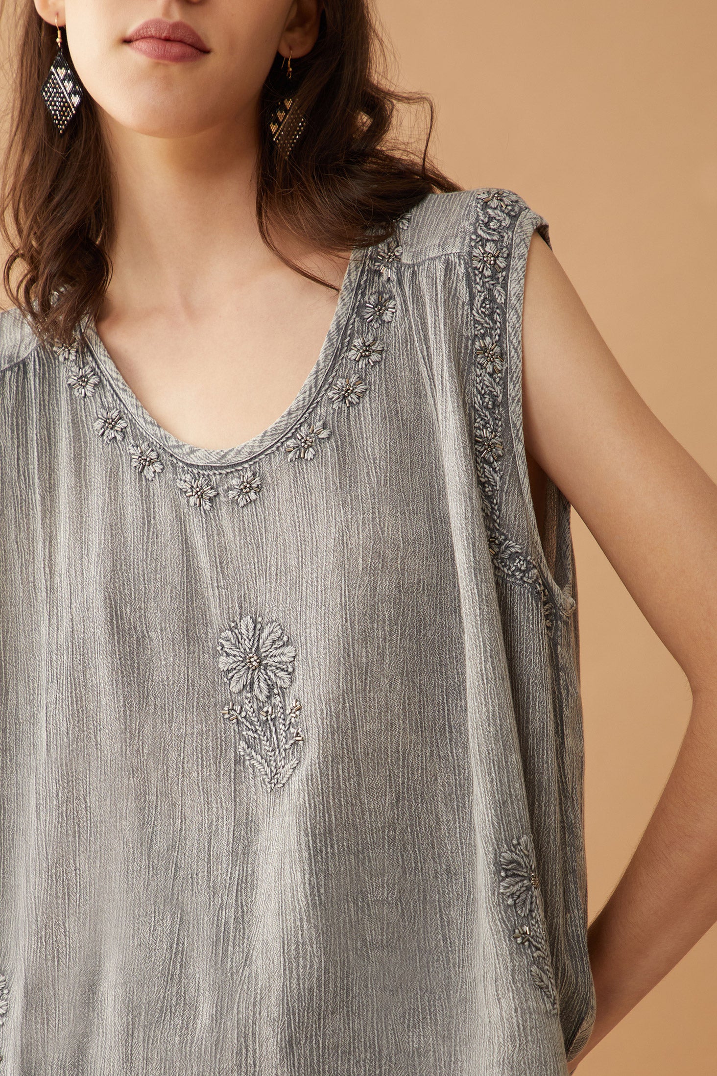 Bohera Arya Embroidered Washed Top - Myra USA