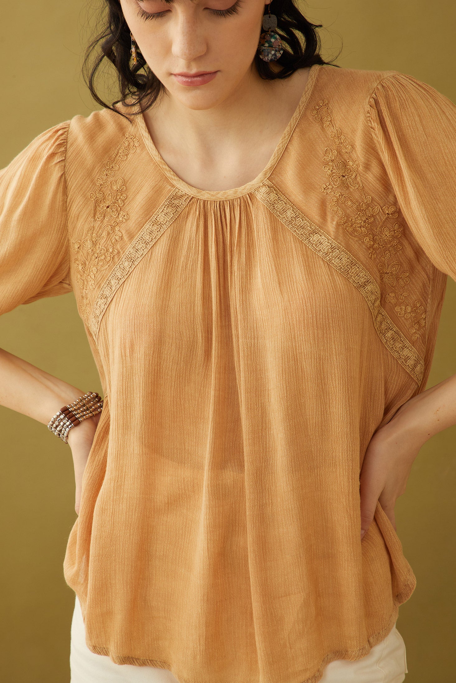 Bohera Cherise Embroidered Washed Top - Myra USA