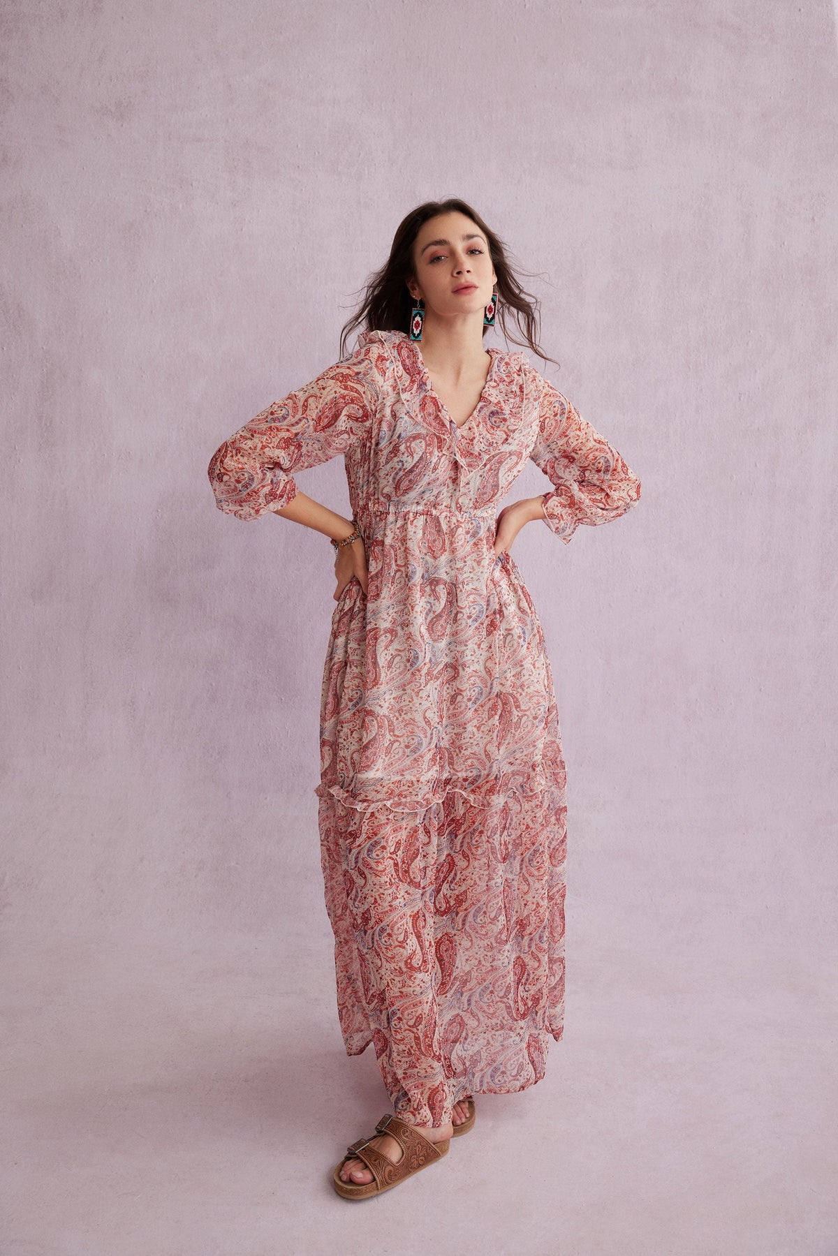 Bohera Eleanor V-Neck Paisley Maxi Dress - Myra USA