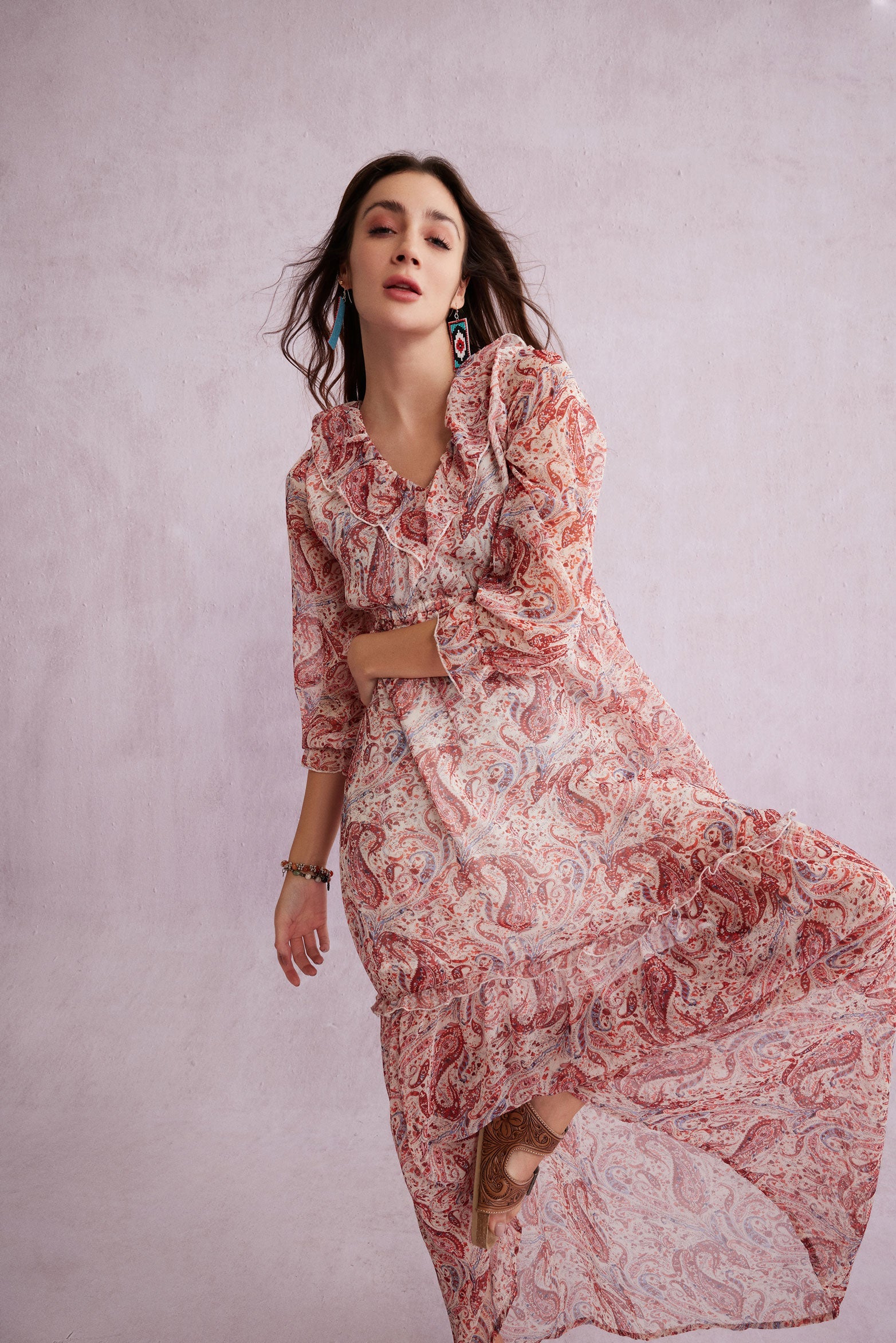 Bohera Eleanor V-Neck Paisley Maxi Dress - Myra USA