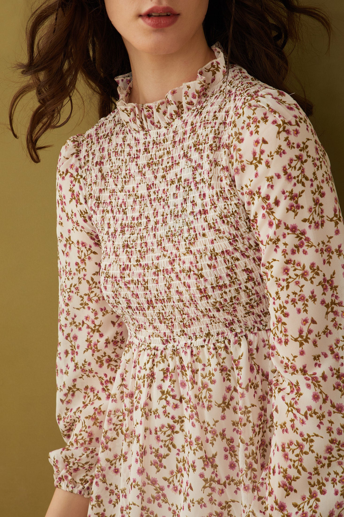Bohera Leaola Raye Smocking Full Sleeve Dress - Myra USA