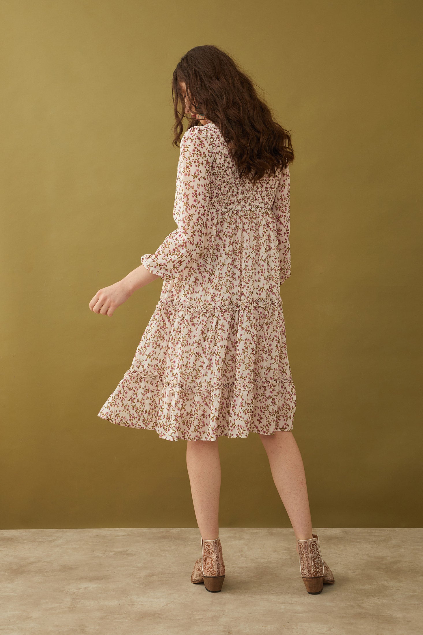 Bohera Leaola Raye Smocking Full Sleeve Dress - Myra USA