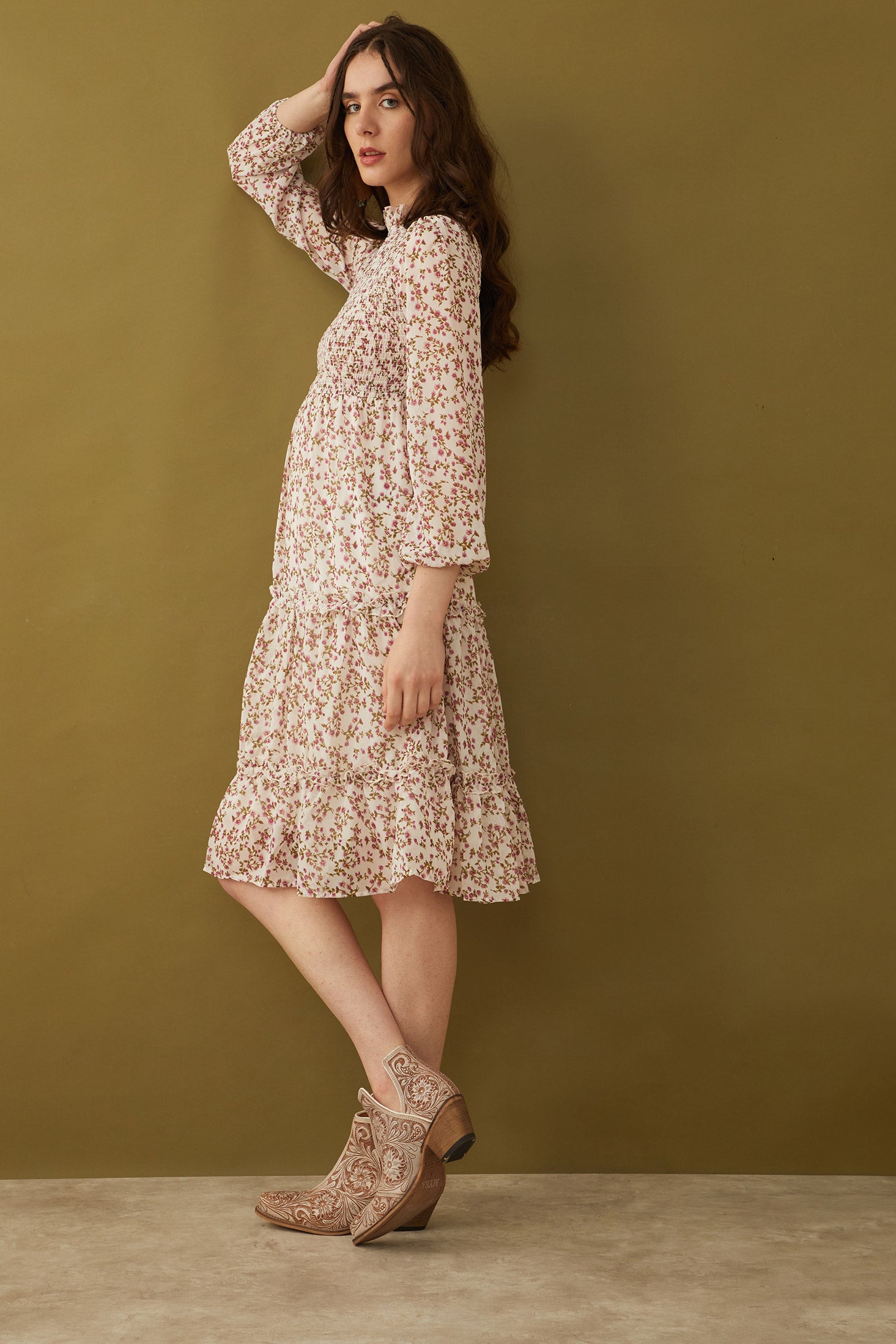 Bohera Leaola Raye Smocking Full Sleeve Dress - Myra USA