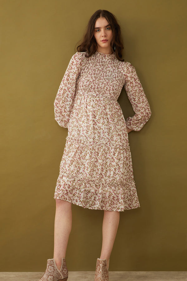 Bohera Leaola Raye Smocking Full Sleeve Dress - Myra USA