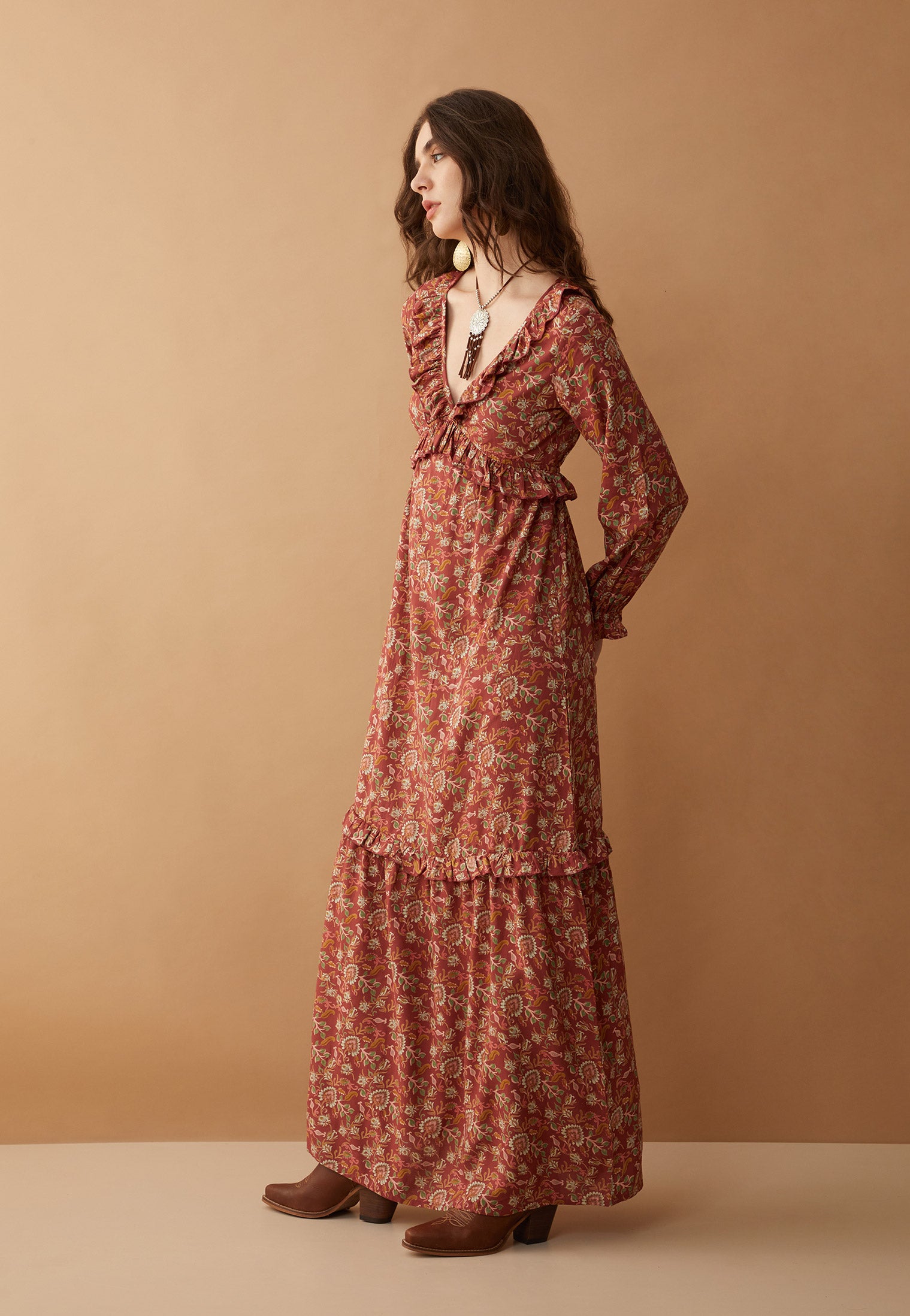 Bohera Camille V-Neck Ruffle Dress - Myra USA