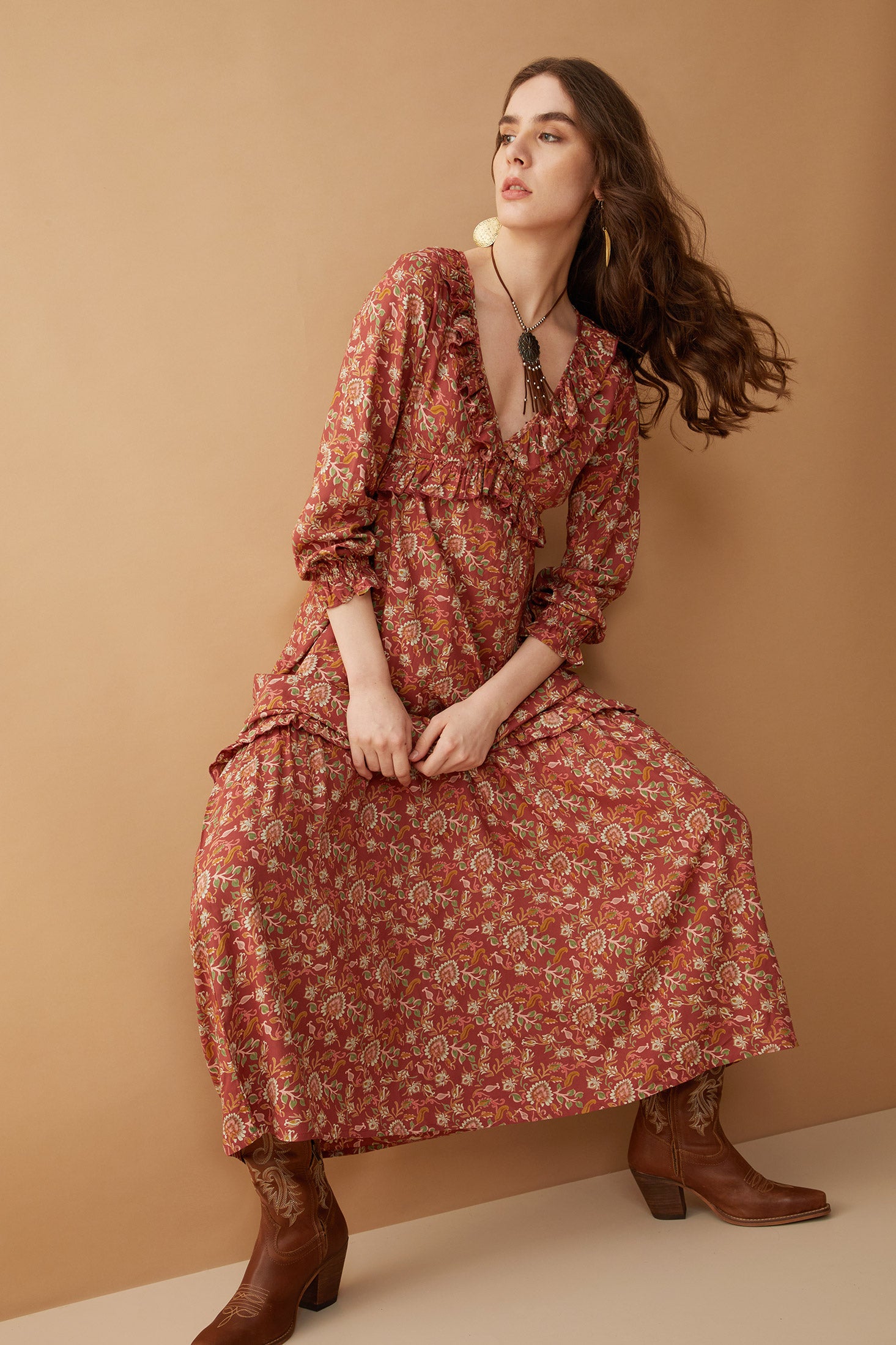 Bohera Camille V-Neck Ruffle Dress - Myra USA