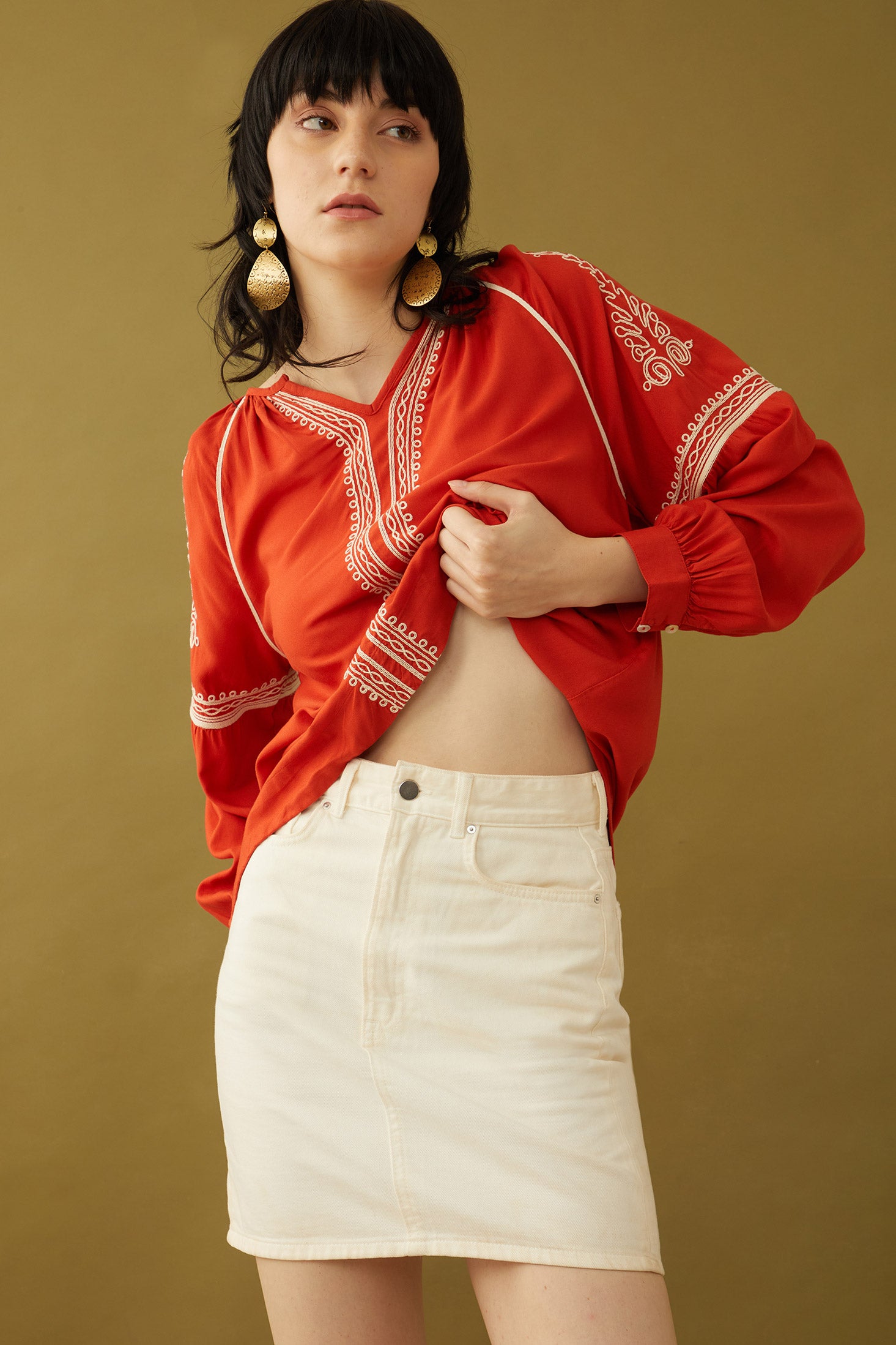 Bohera Pauline Embroidered Accent Top - Myra USA