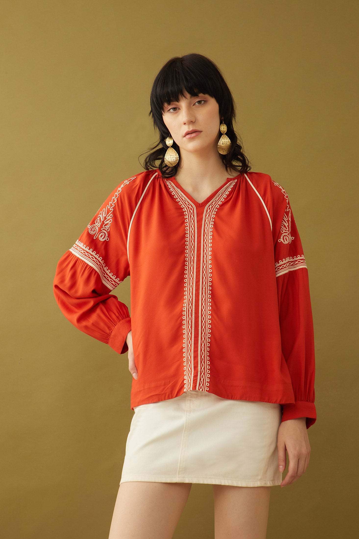 Bohera  Pauline Embroidered Accent Top - Myra USA