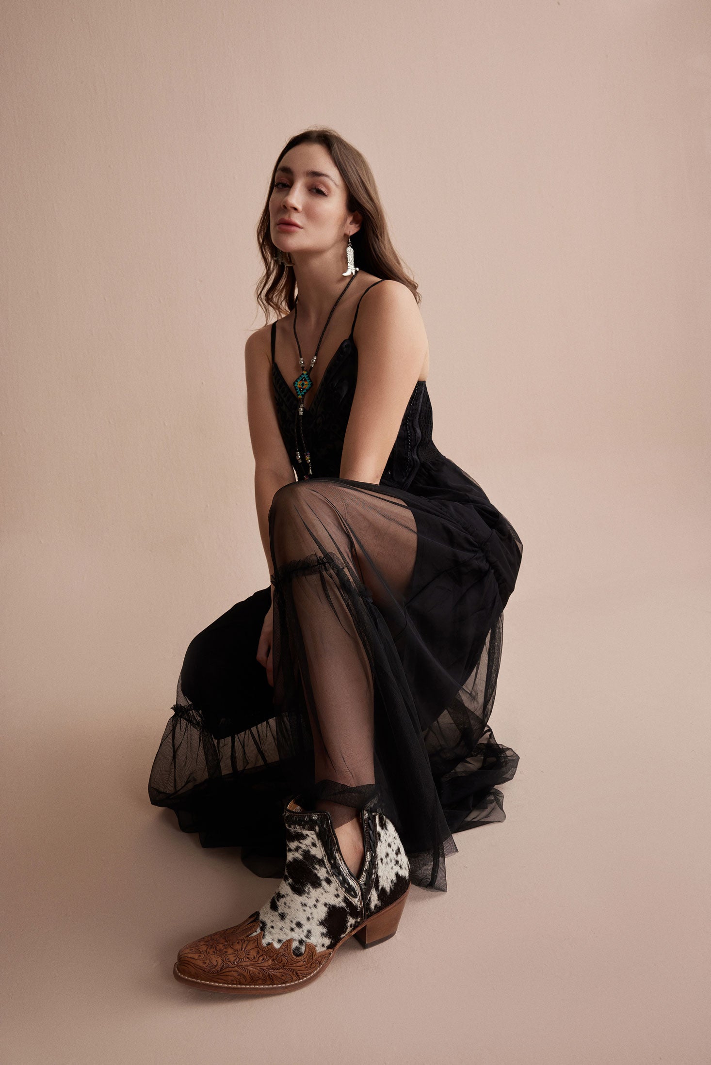 Bohera Janet Elaine Embroidered Leather Tier Dress - Myra USA