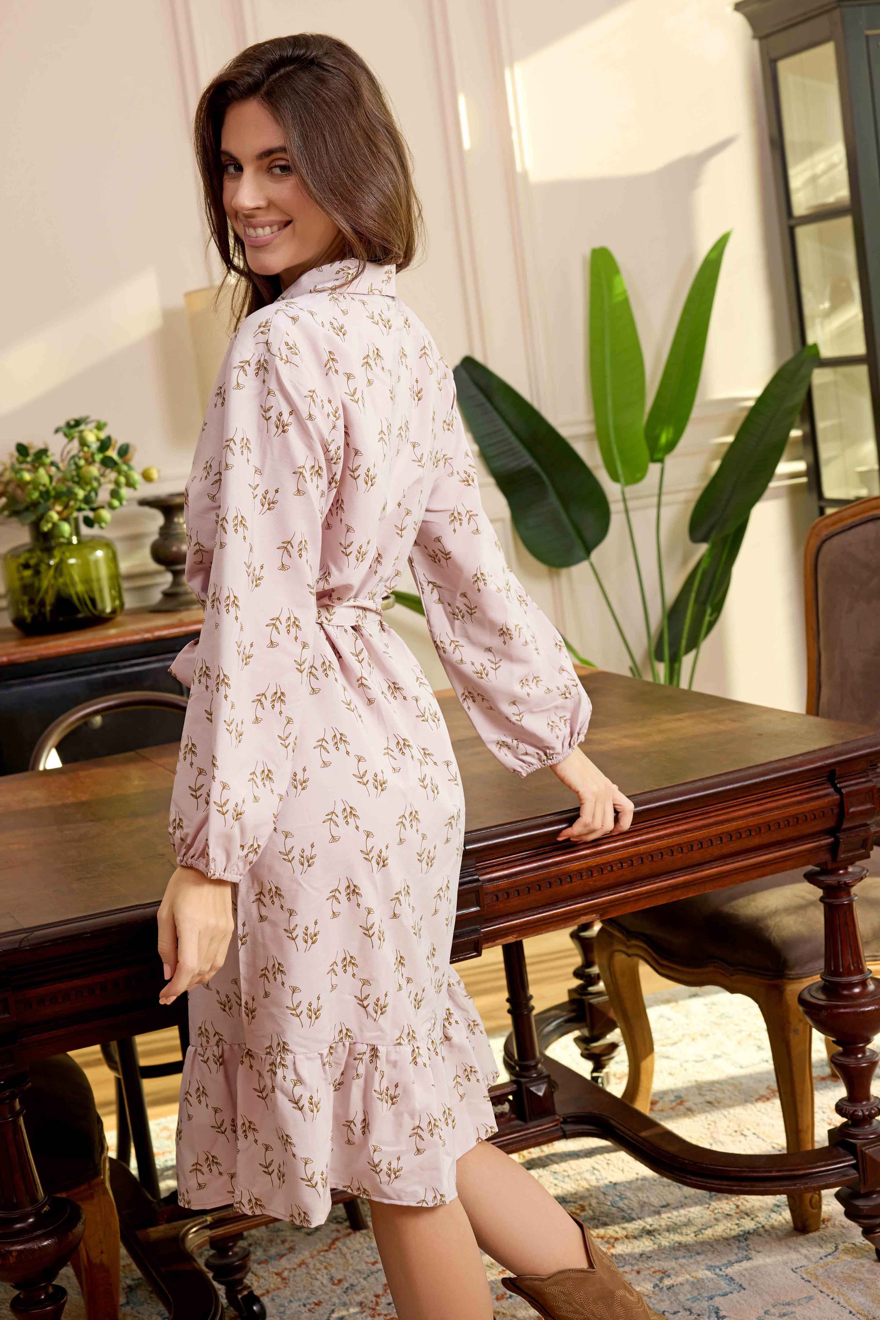 Bohera Vivian Kee Ruffled Shirt Tie Dress