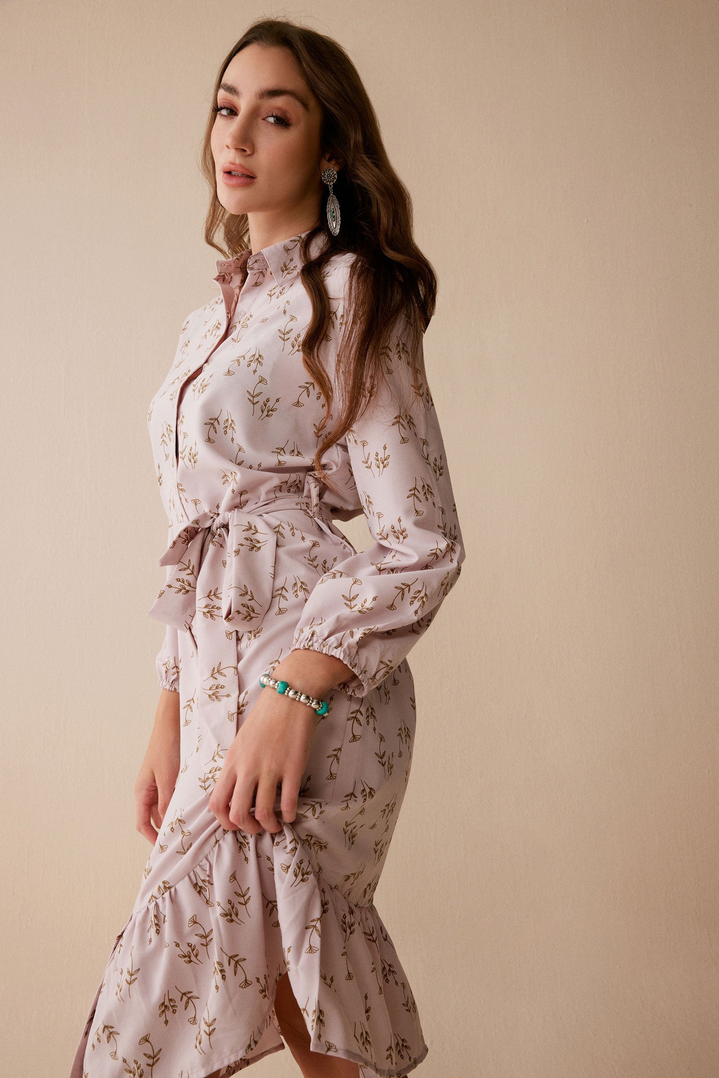 Bohera Vivian Kee Ruffled Shirt Tie Dress - Myra USA