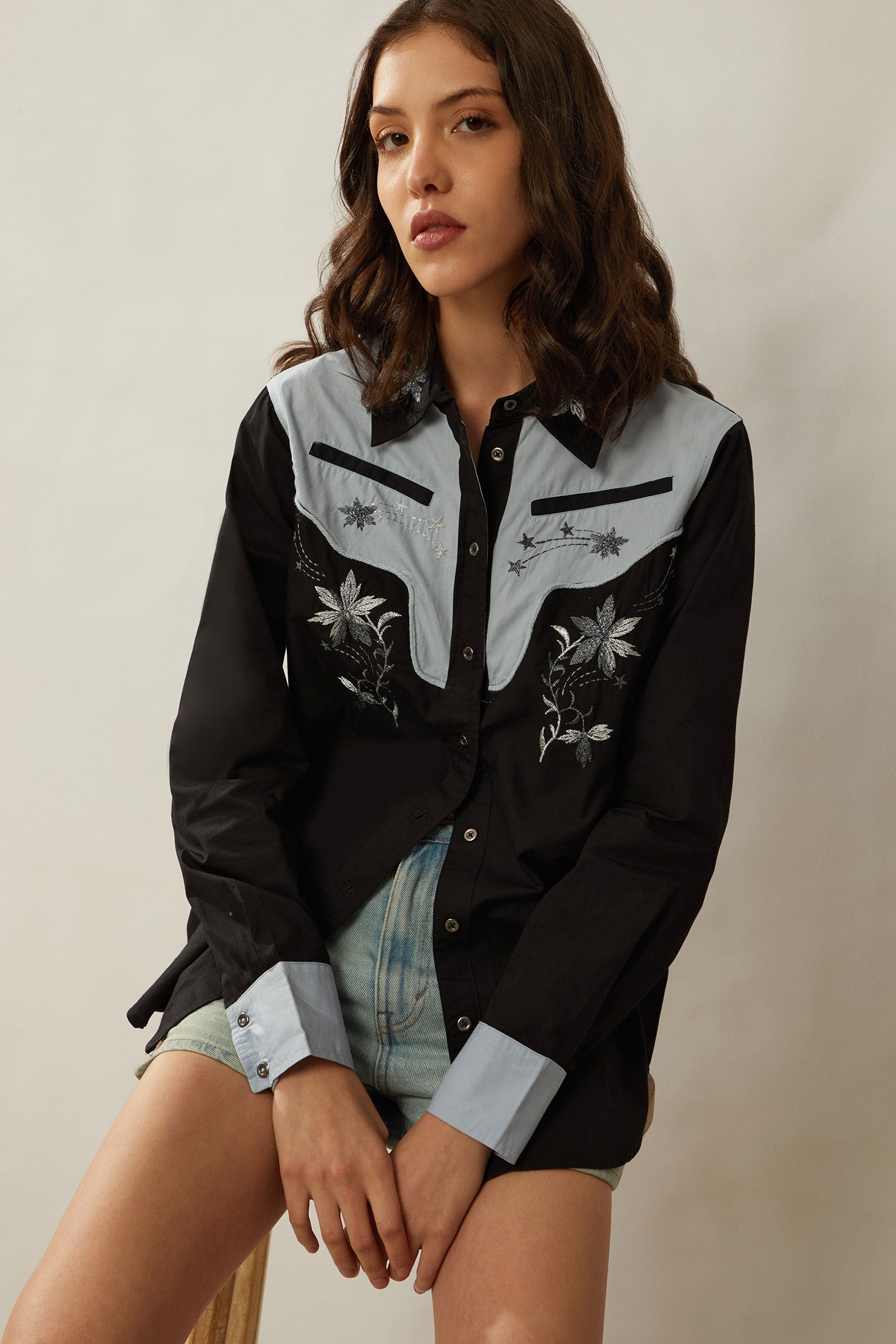 Bohera Sheela Western-Inspired Yoke Embroidered Shirt - Myra USA