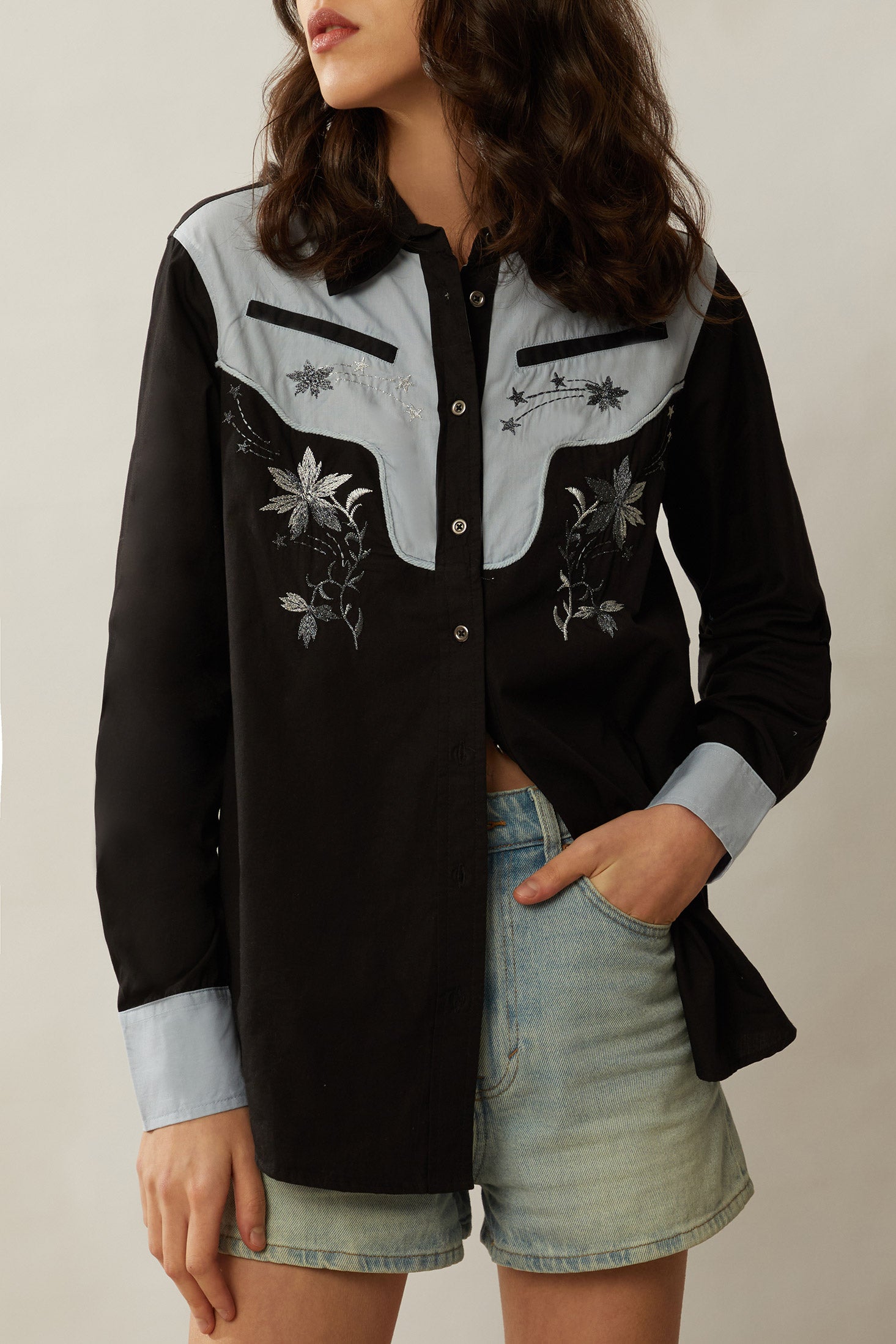Bohera Sheela Western-Inspired Yoke Embroidered Shirt - Myra USA