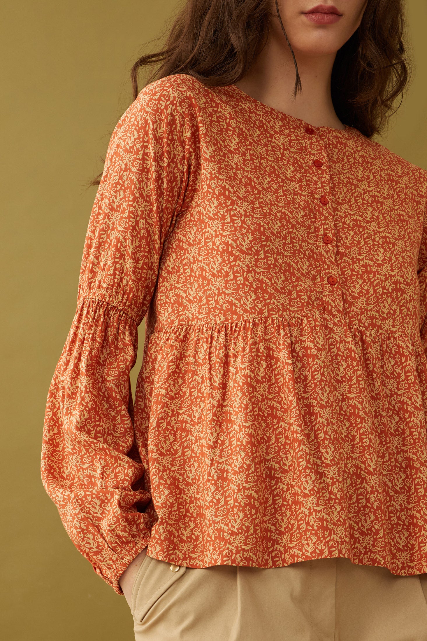 Bohera Naranja Button-down Top - Myra USA