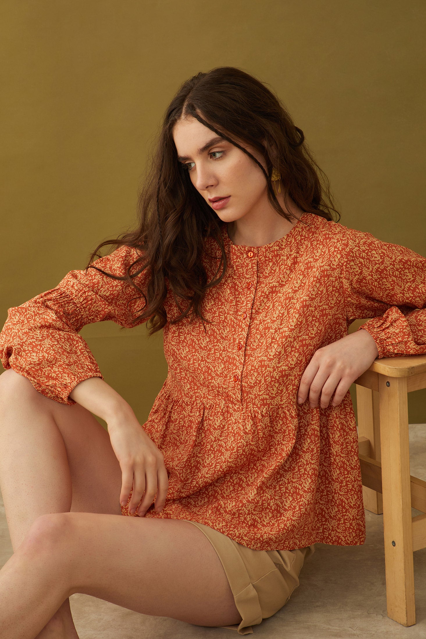 Bohera Naranja Button-down Top - Myra USA