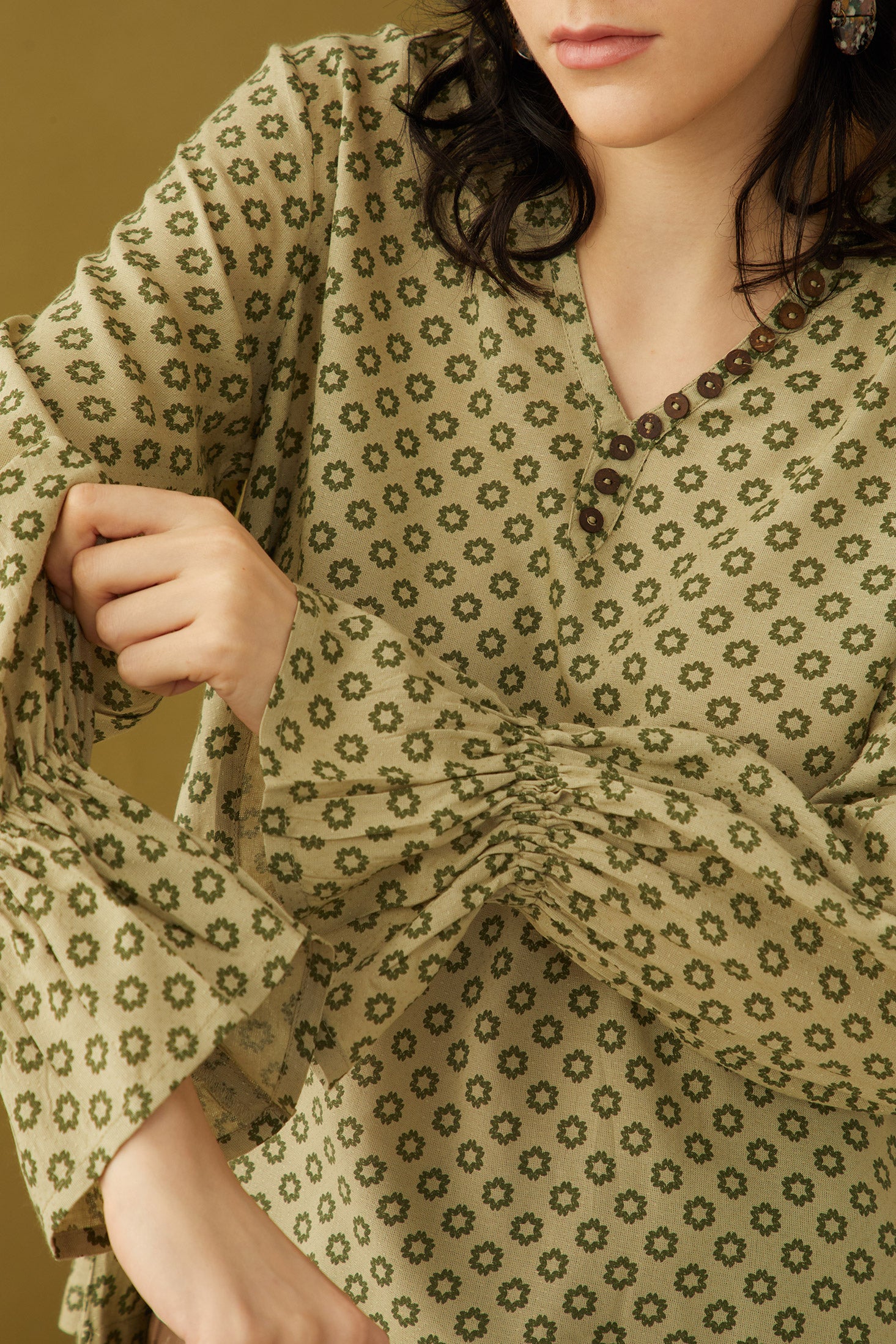 Bohera  Oriana Accent Ruffled Sleeve Buttoned Top - Myra USA