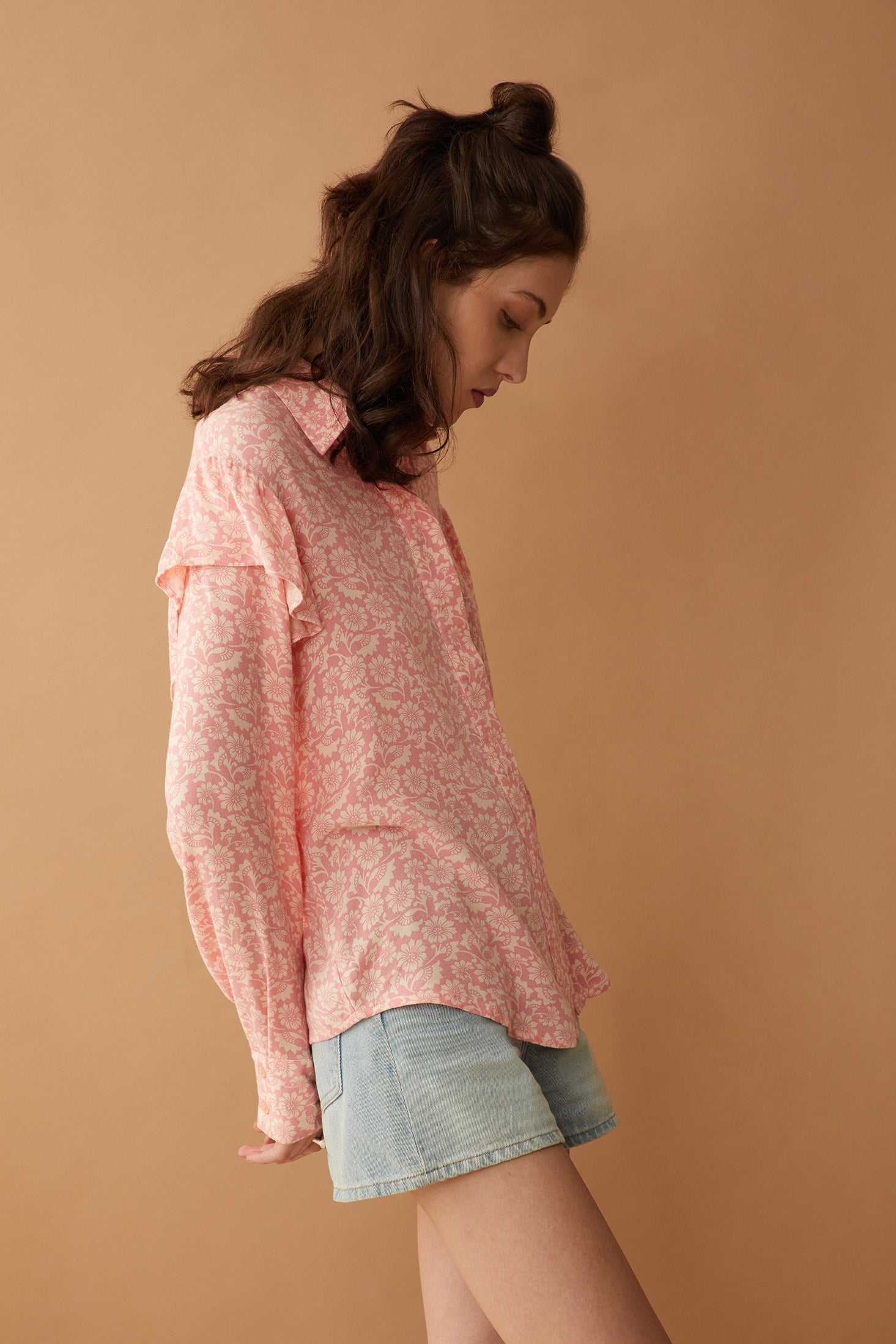 Bohera Talia Rae Floral Pattern Ruffle Shirt - Myra USA