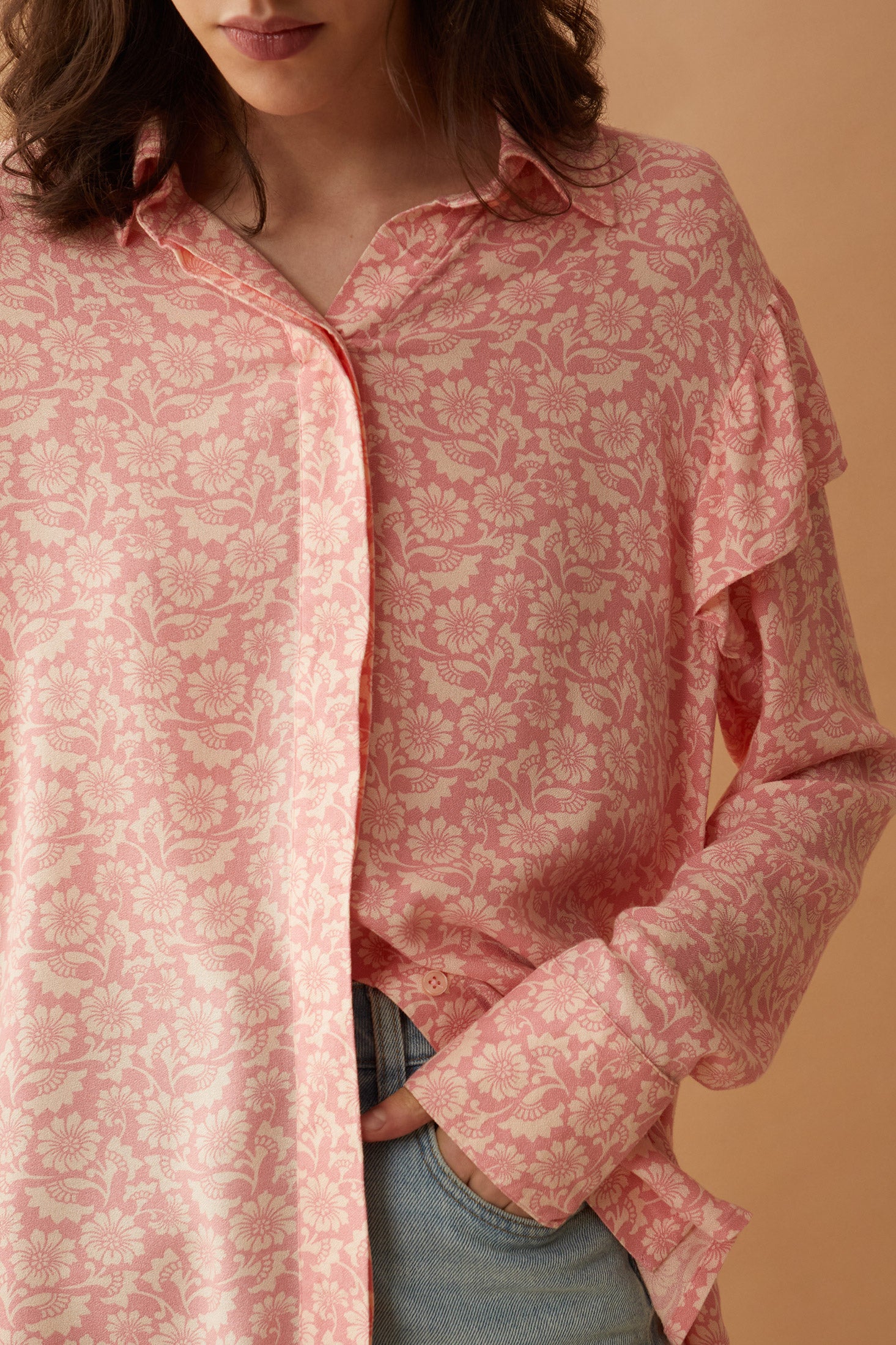 Bohera Talia Rae Floral Pattern Ruffle Shirt - Myra USA