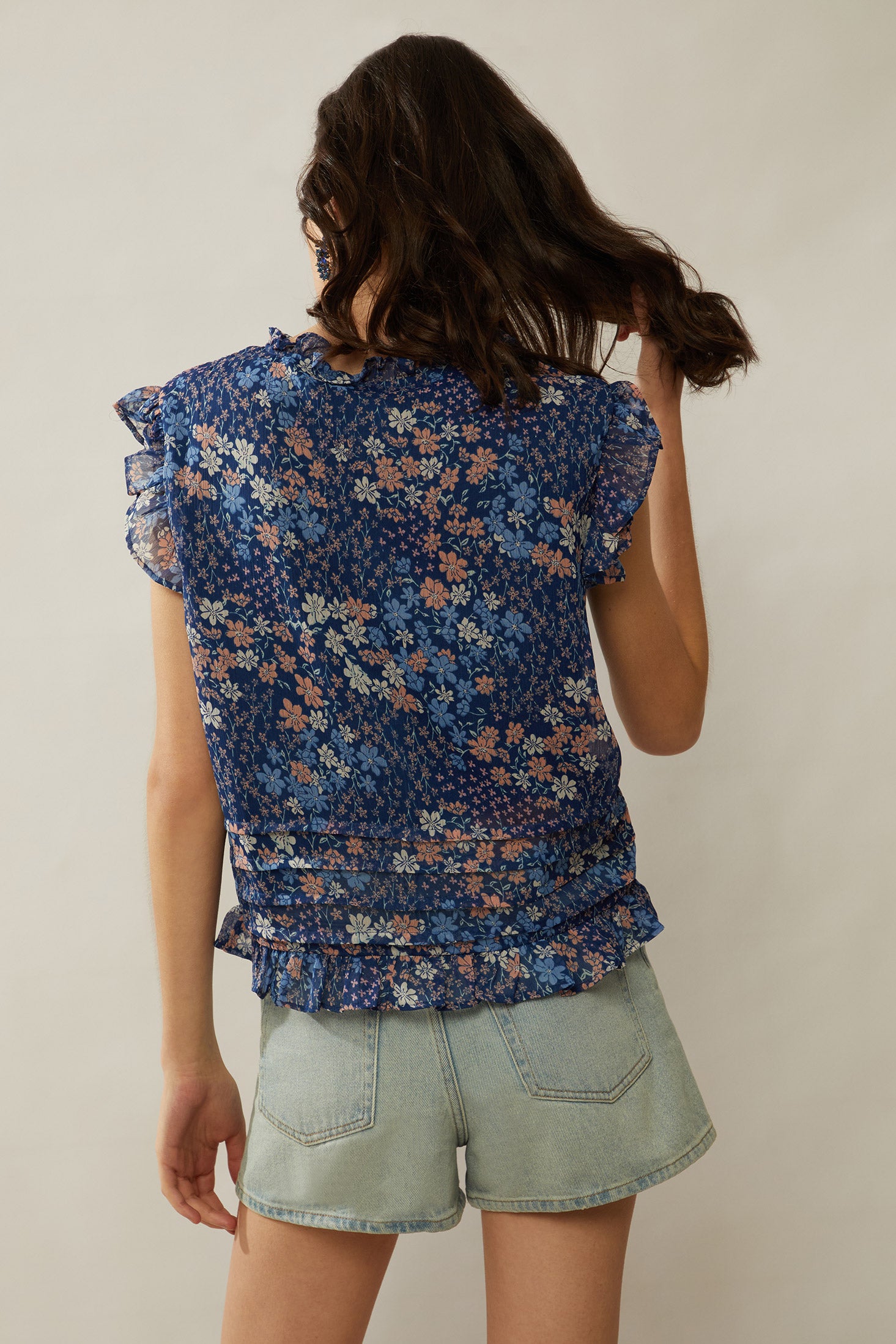 Bohera Dina Coco Floral Pleated Top - Myra USA