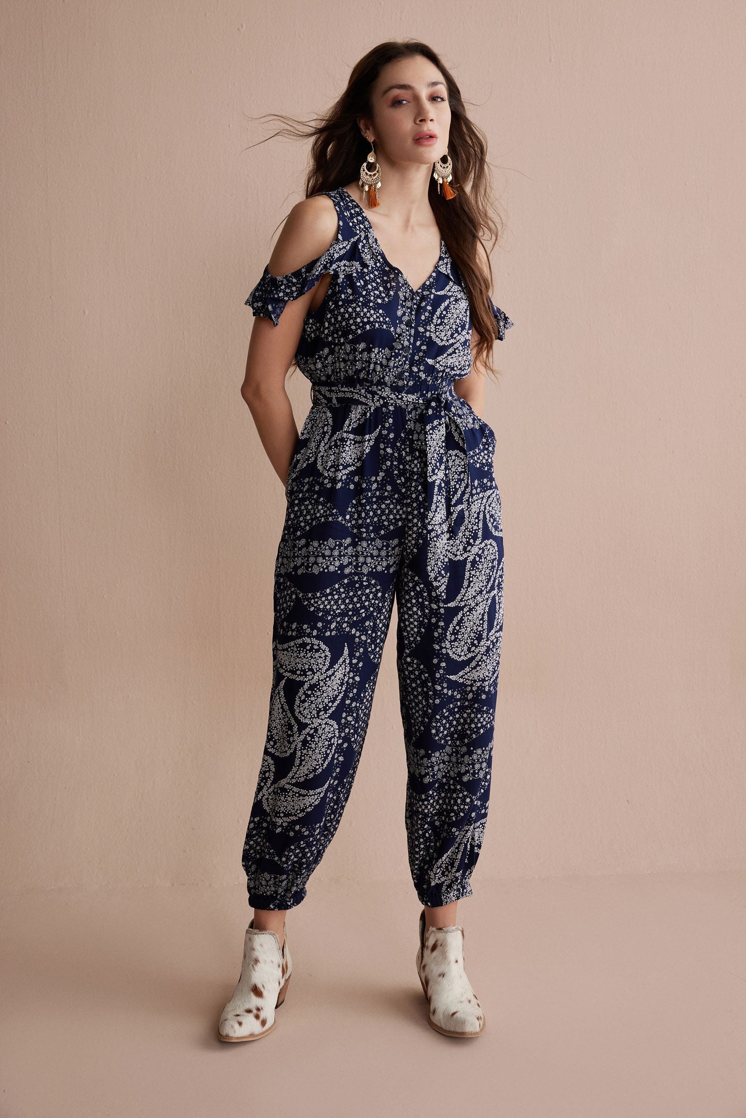 Bohera Alexis Jumpsuit in Navy Paisley - Myra USA