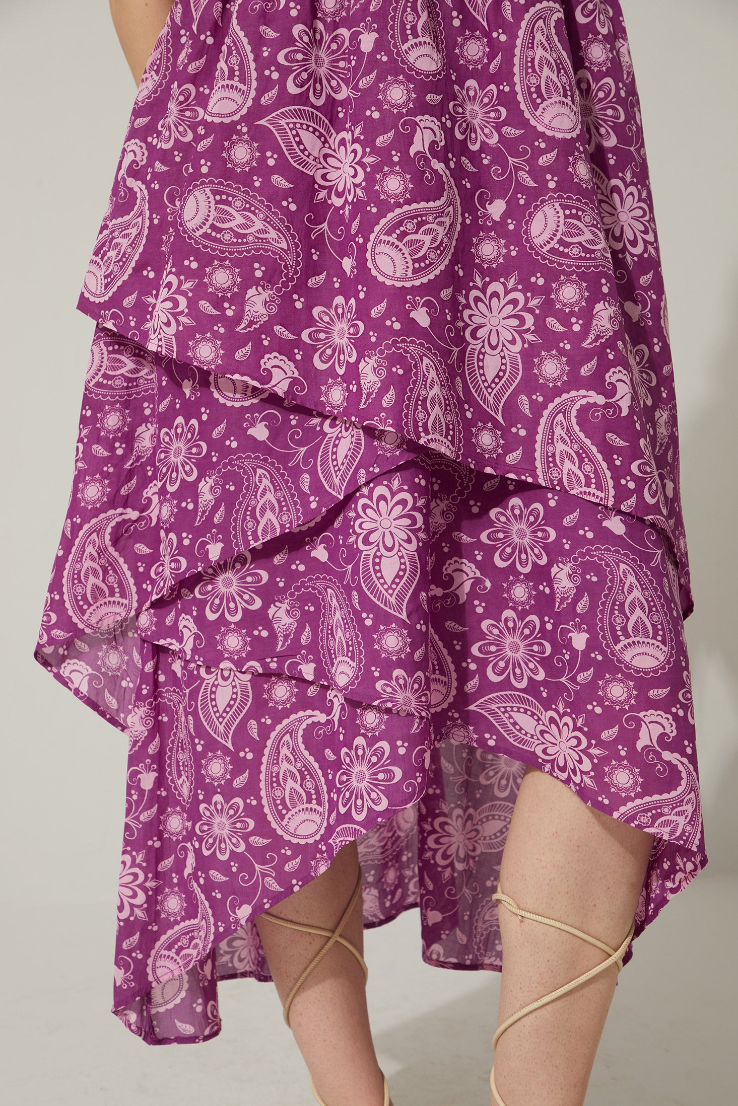 Bohera Penelope Drop Waist Ruffled Dress in Purple - Myra USA