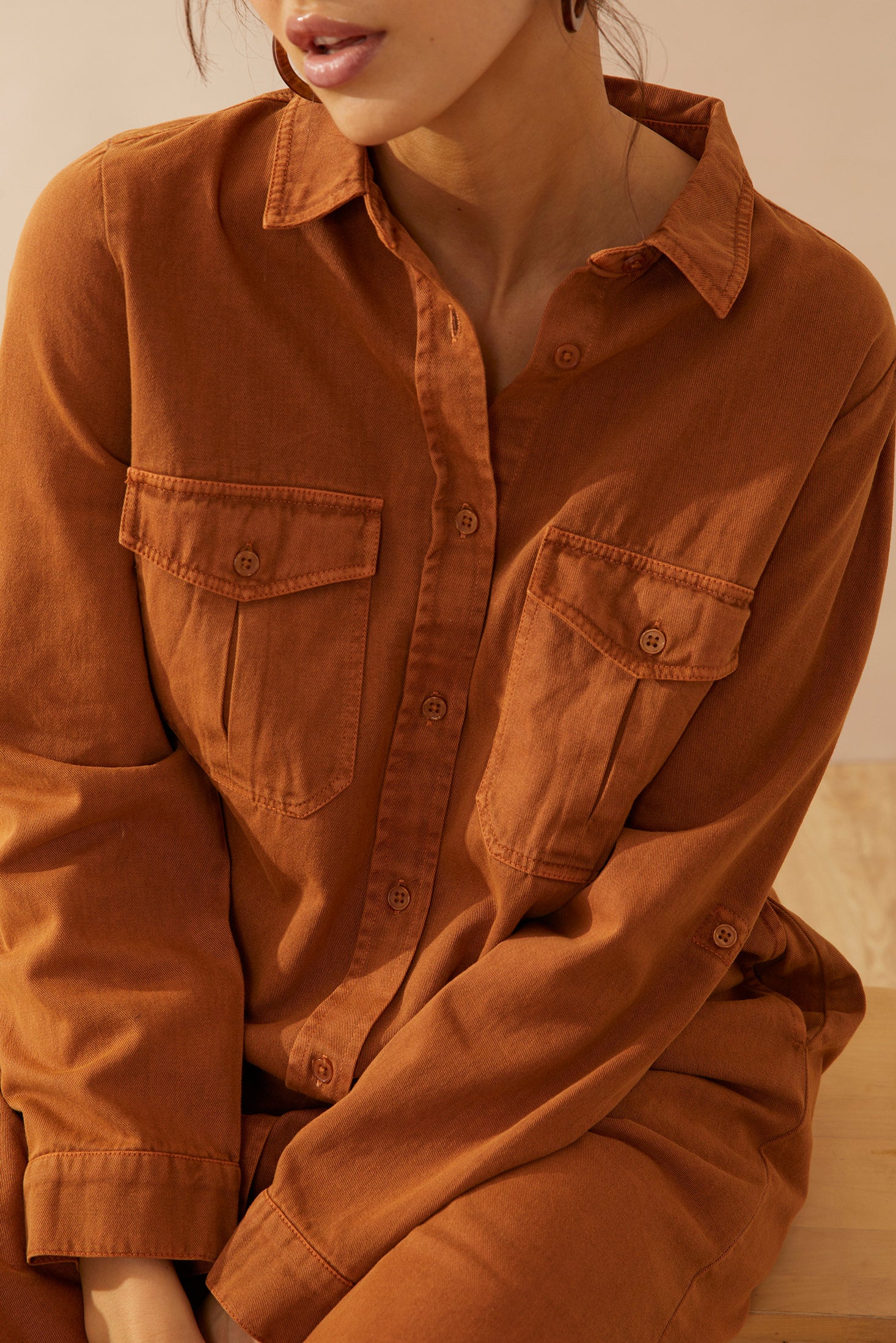 Jaipena Shirt Dress In Golden Sand - Myra USA