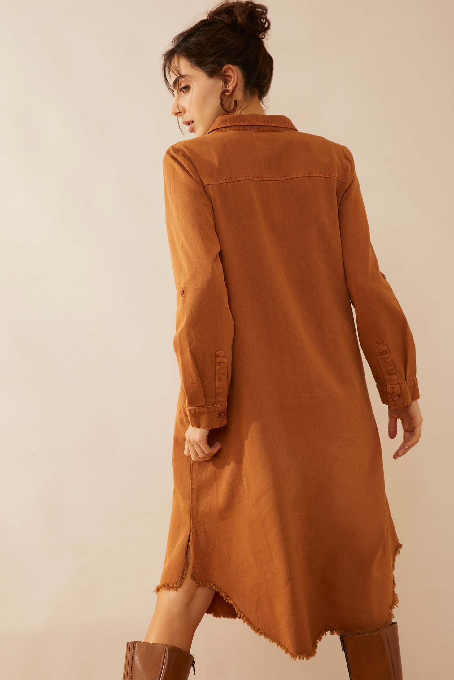 Jaipena Shirt Dress In Golden Sand - Myra USA
