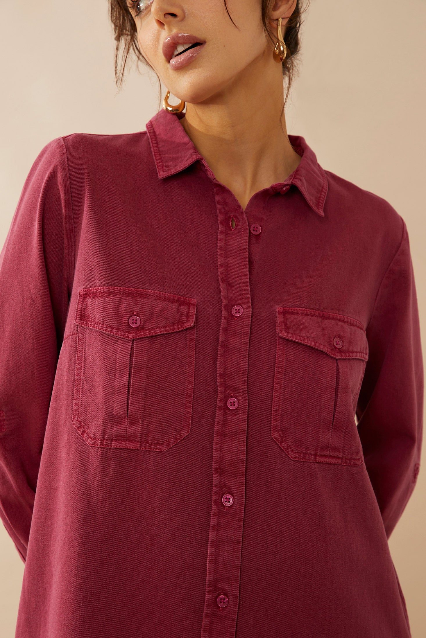 Jaipena Shirt Dress In Magenta - Myra USA