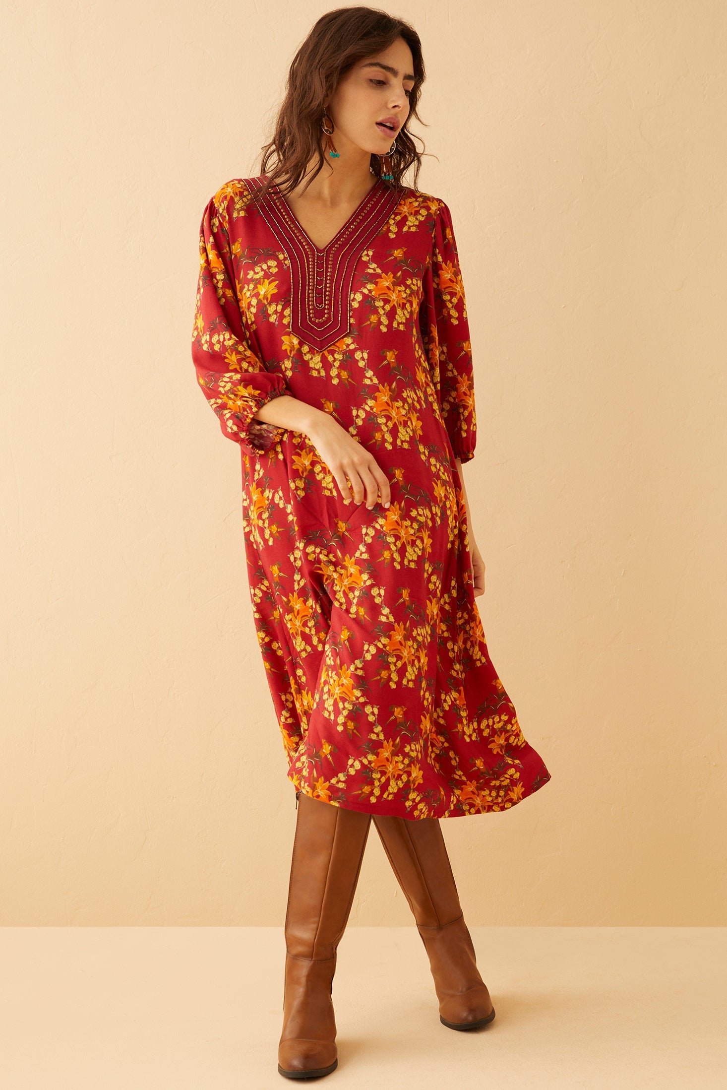 Chloe's Love Embroidered Sleeved Sundress - Myra USA