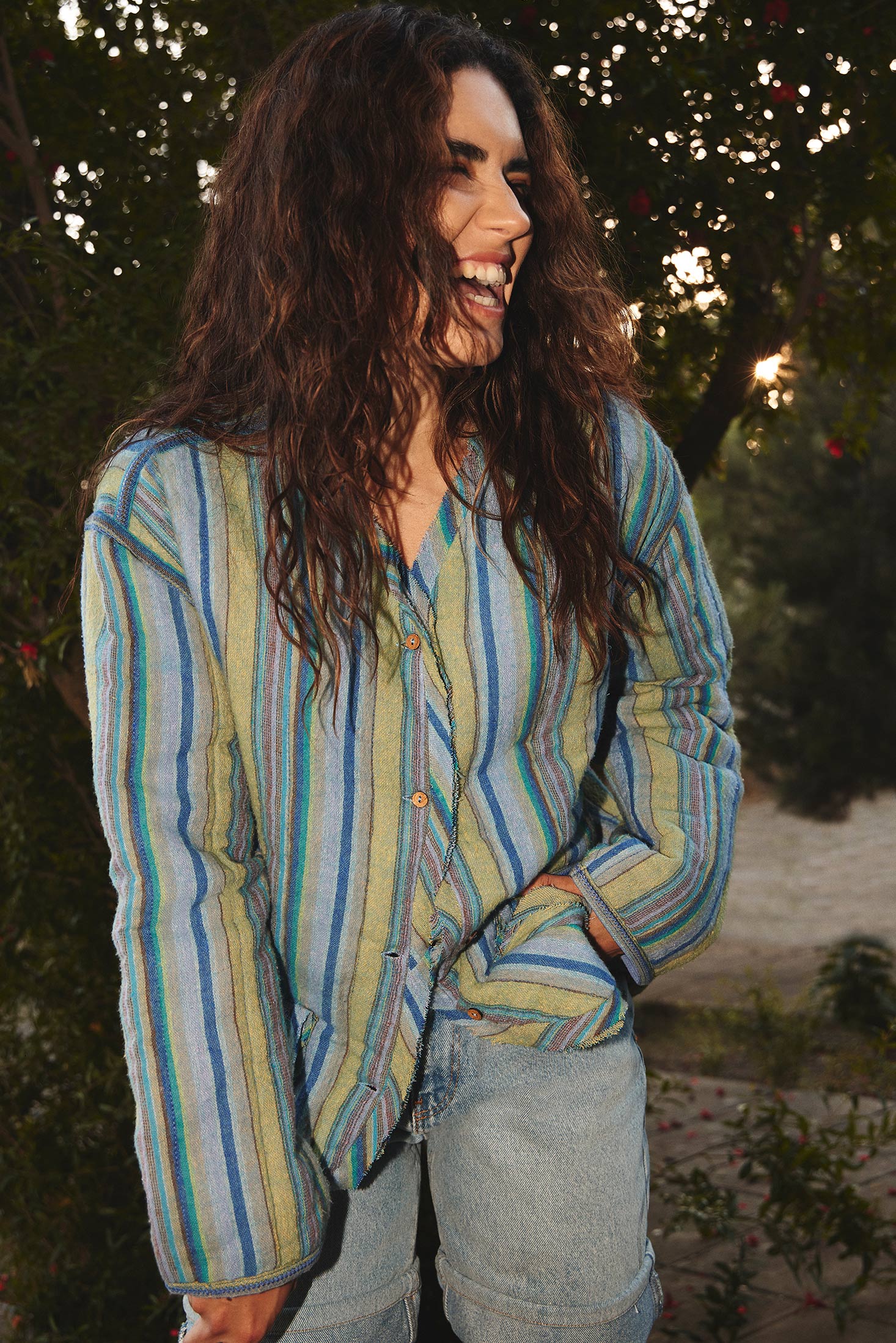 Earlene Striped Button Top - Myra USA