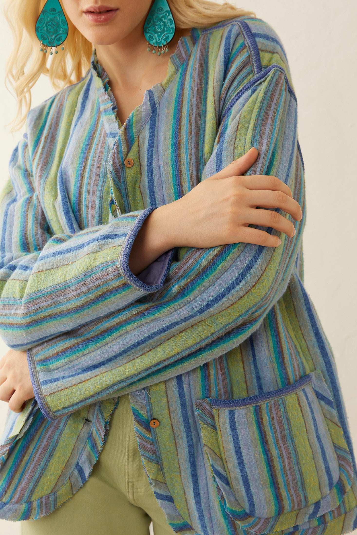 Earlene Striped Button Top - Myra USA