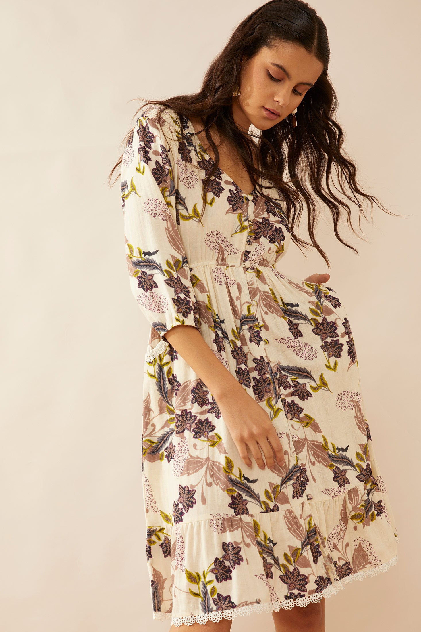 Gracie V-Neck Drop Waist Dress - Myra USA