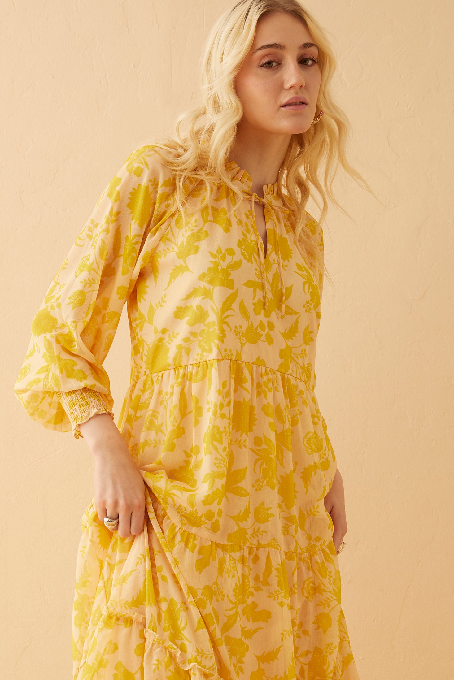 Eliana Gold Empire Dress - Myra USA